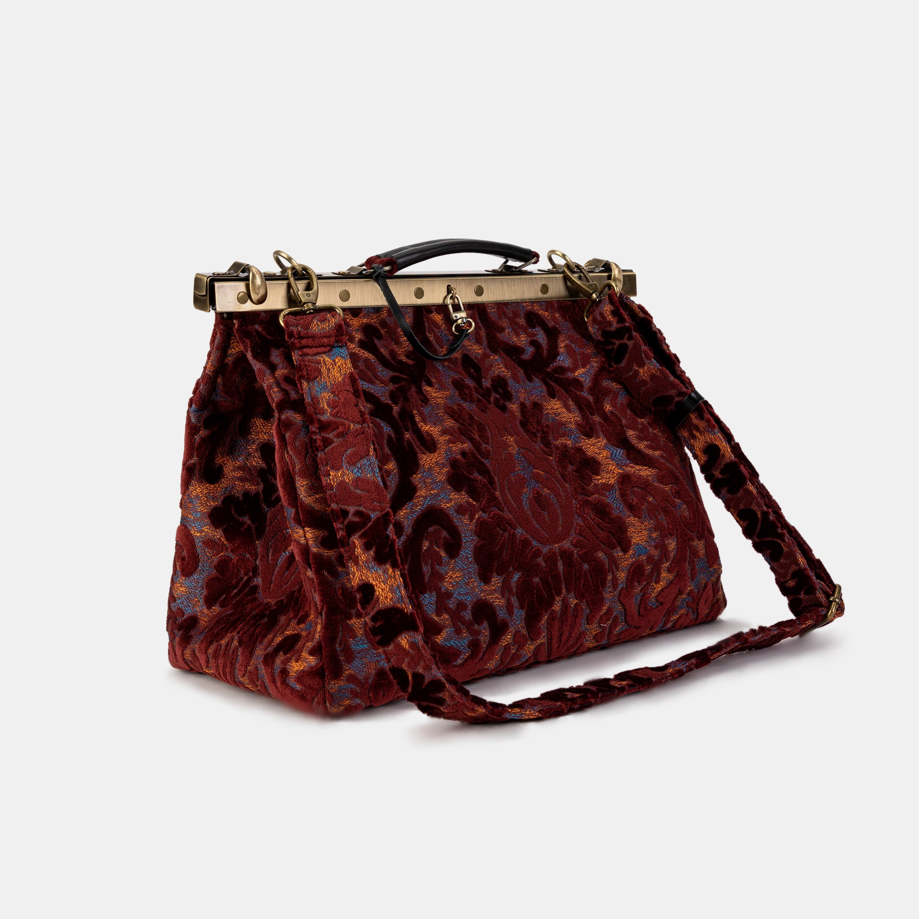 Burnout Velvet Wine Celine Carpet Gladstone Bag with shoulder strap