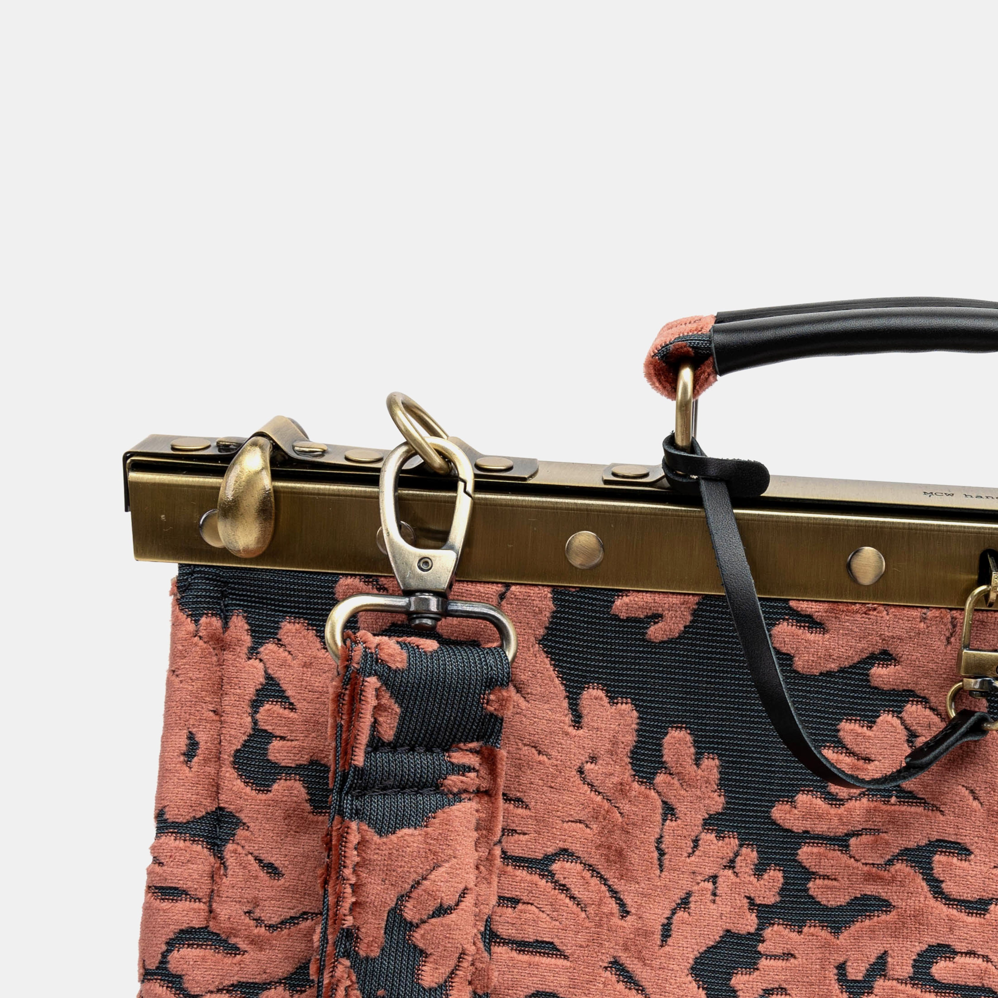 Gladstone Bag Carpet Doctor Bag Victorian Weekender Bag Shoulder Frame Bag Celine Burnout Velvet St Tropez Scuba Coral Carpetbagger Carpetbag of America clasp