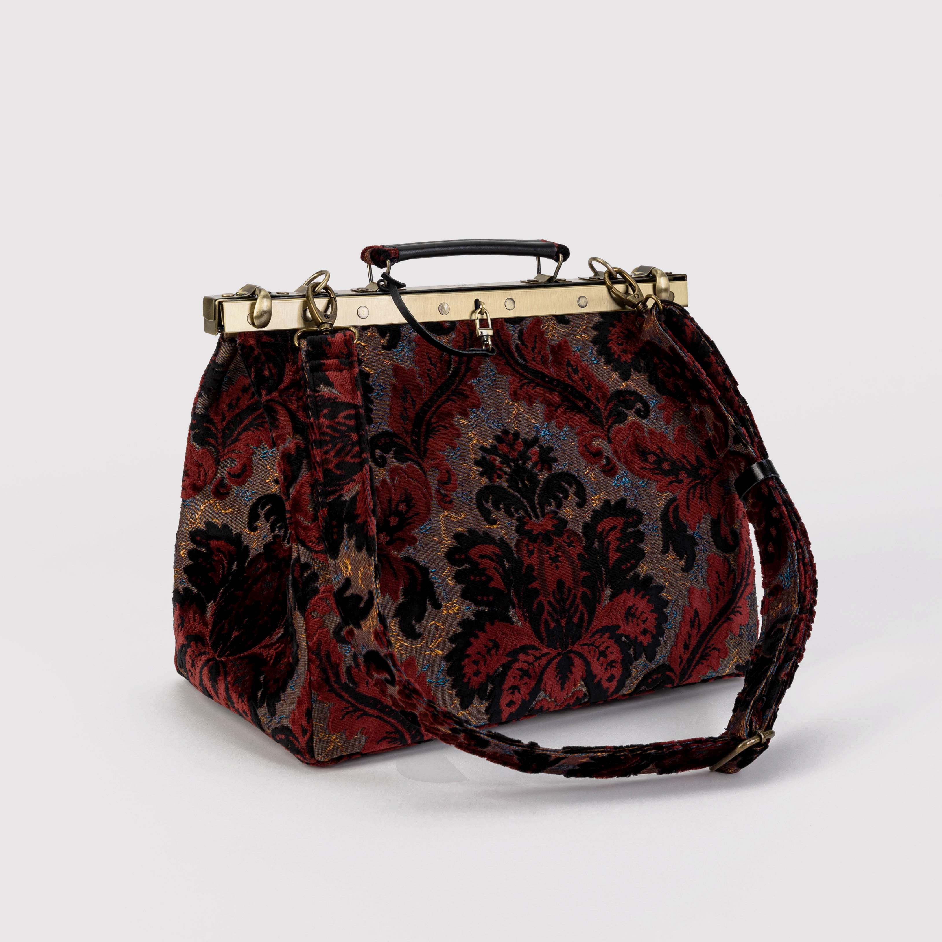 Burnout Velvet Revival Sephia Celine Carpet Gladstone Bag Doctor Bag of America with shoulder strap