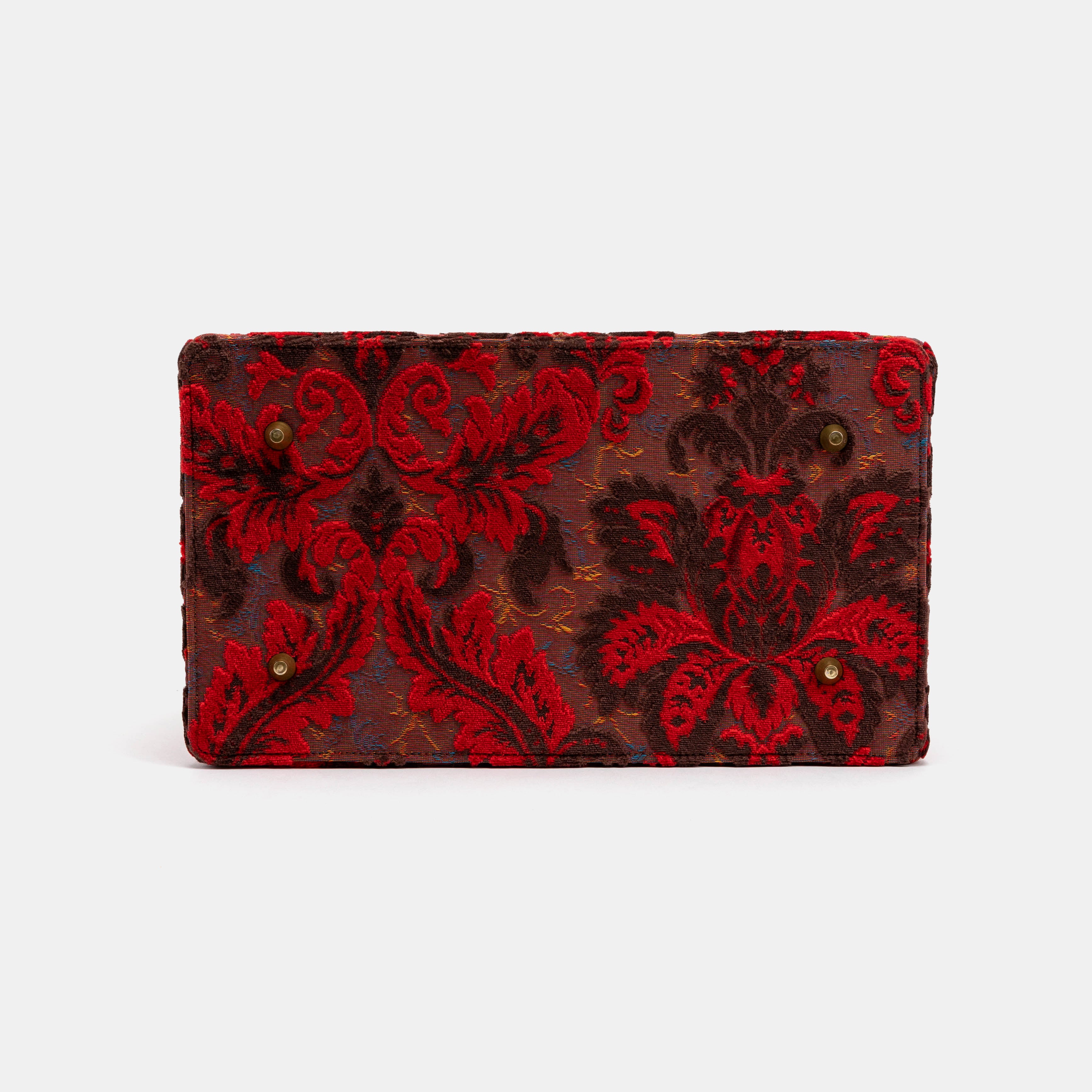 Gladstone Bag Carpet Doctor Bag Victorian Weekender Bag Shoulder Frame Bag Genevieve Burnout Velvet Revival Scarlet Carpetbagger Carpetbag of America bottom