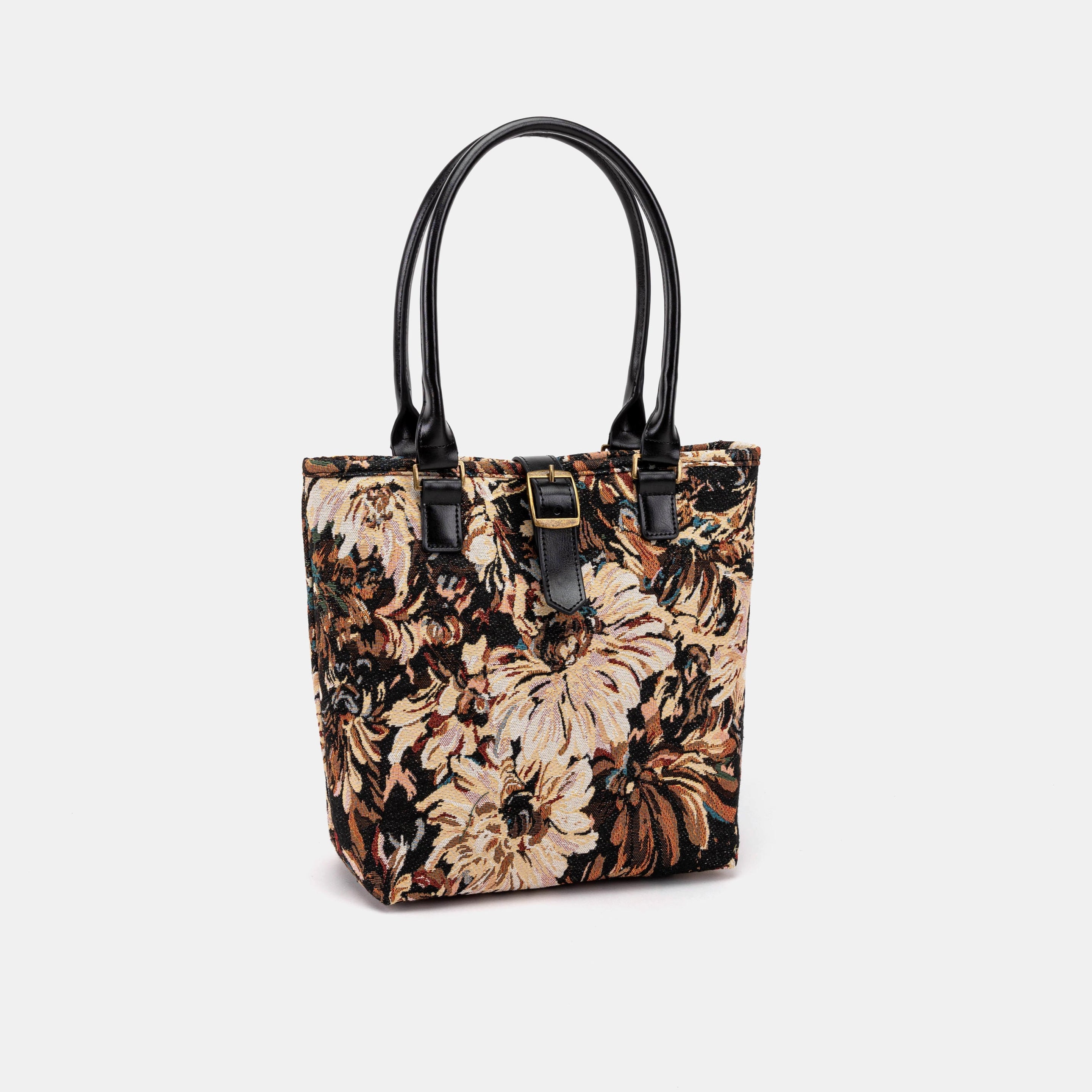 Blooming Daisy Black Everyday Tote front side