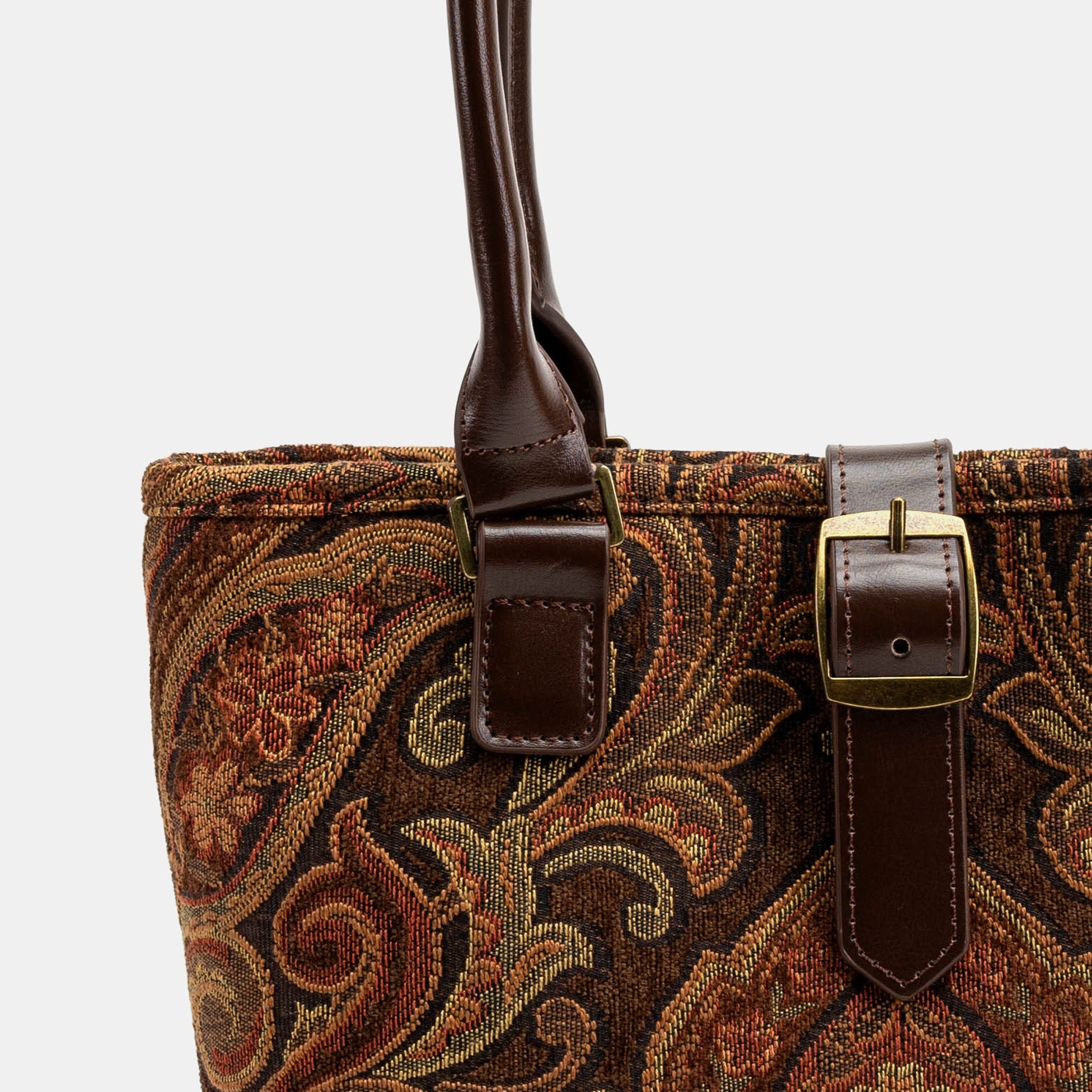 Damask D. Brown Everyday Tote Bag Carpetbag of America detail