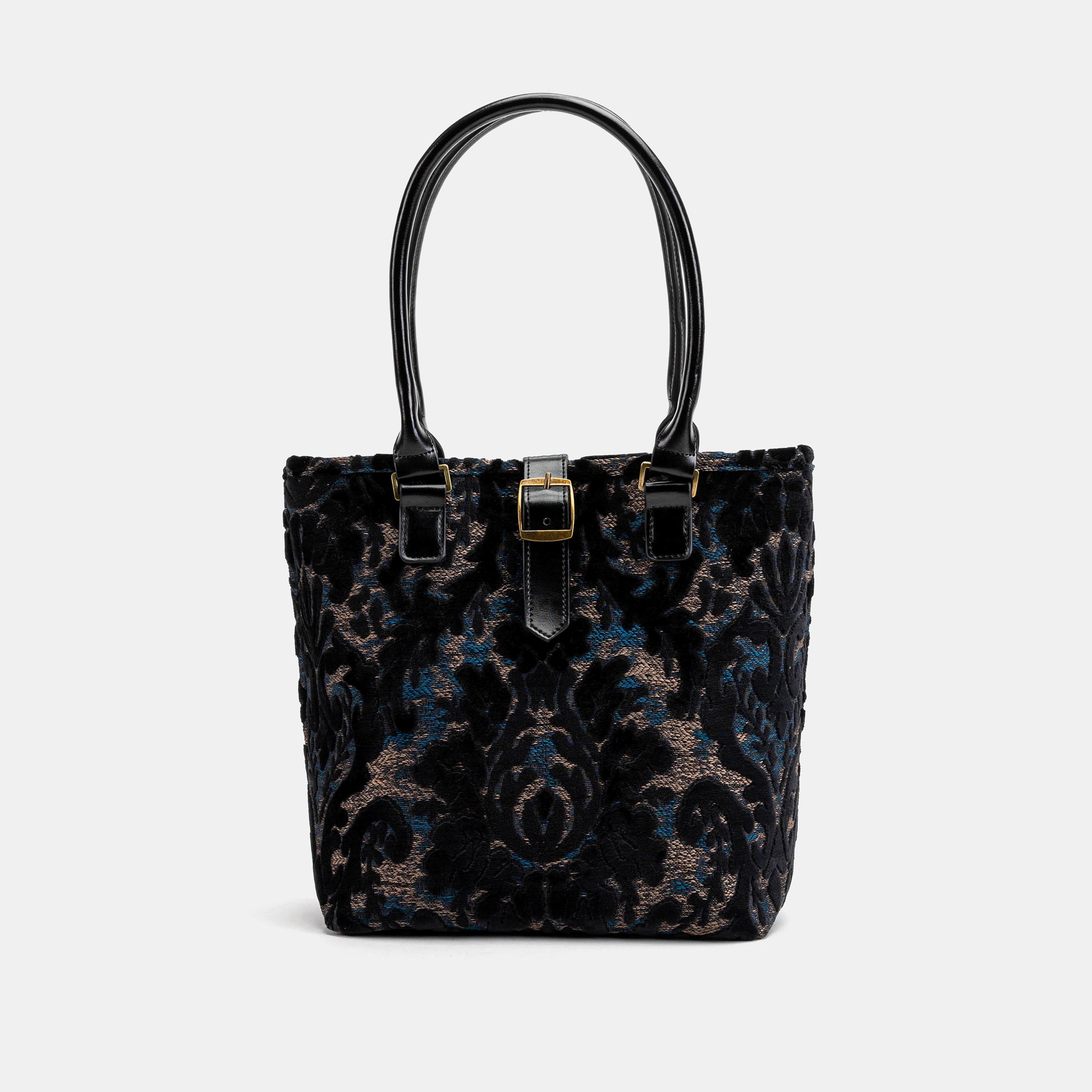 Burnout Velvet Black Everyday Tote Carpetbagger Carpetbag of America  main