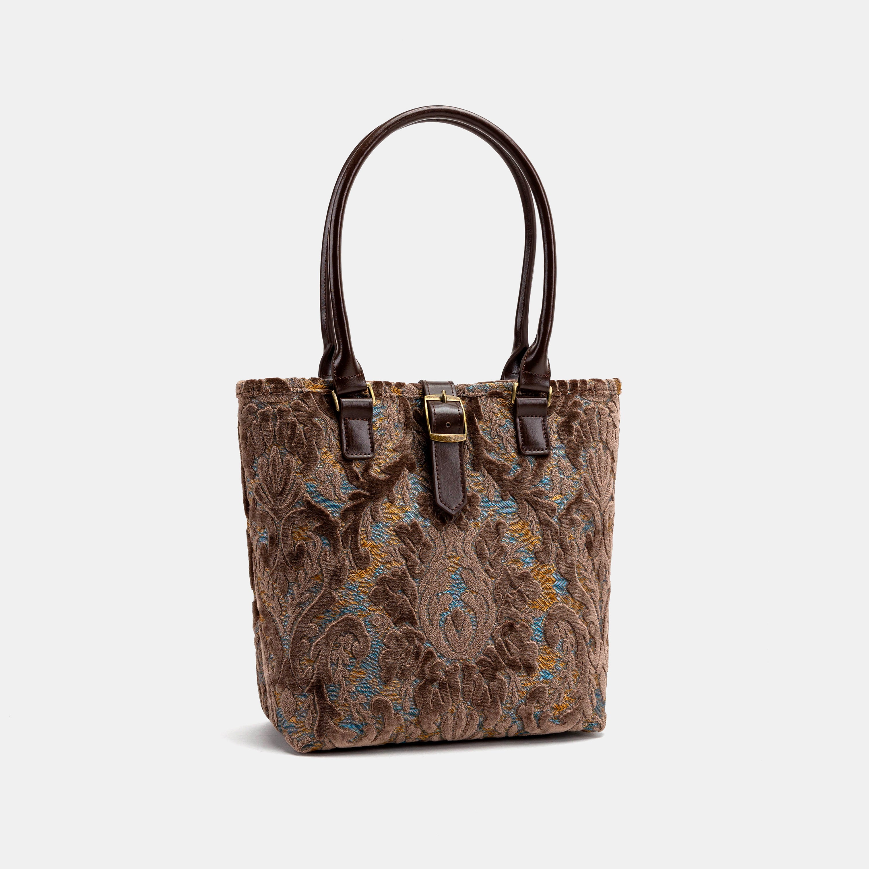 Burnout Velvet Camel Everyday Tote Carpetbagger Carpetbag of America  front side