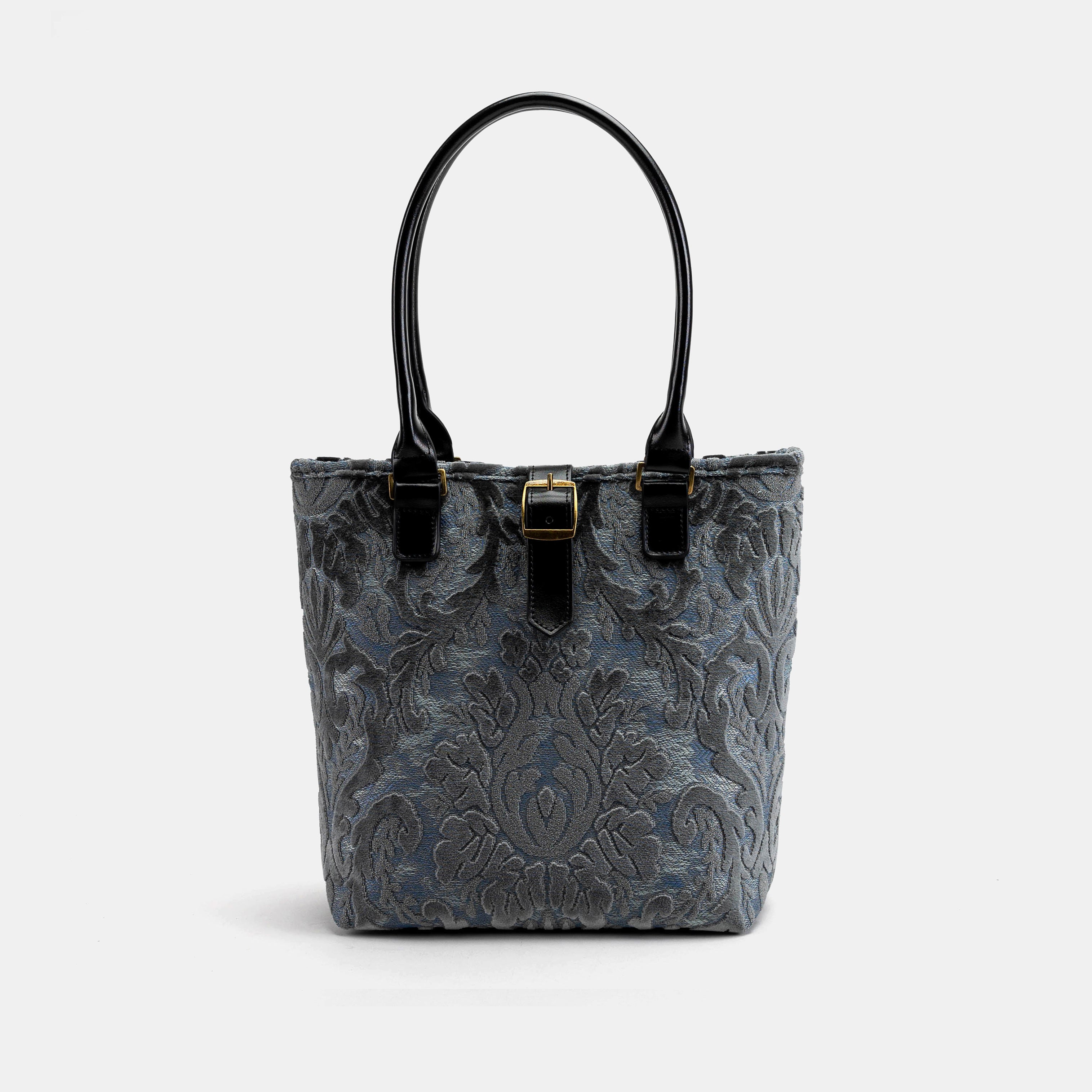 Burnout Velvet Steel Blue Everyday Tote Carpetbagger Carpetbag of America main