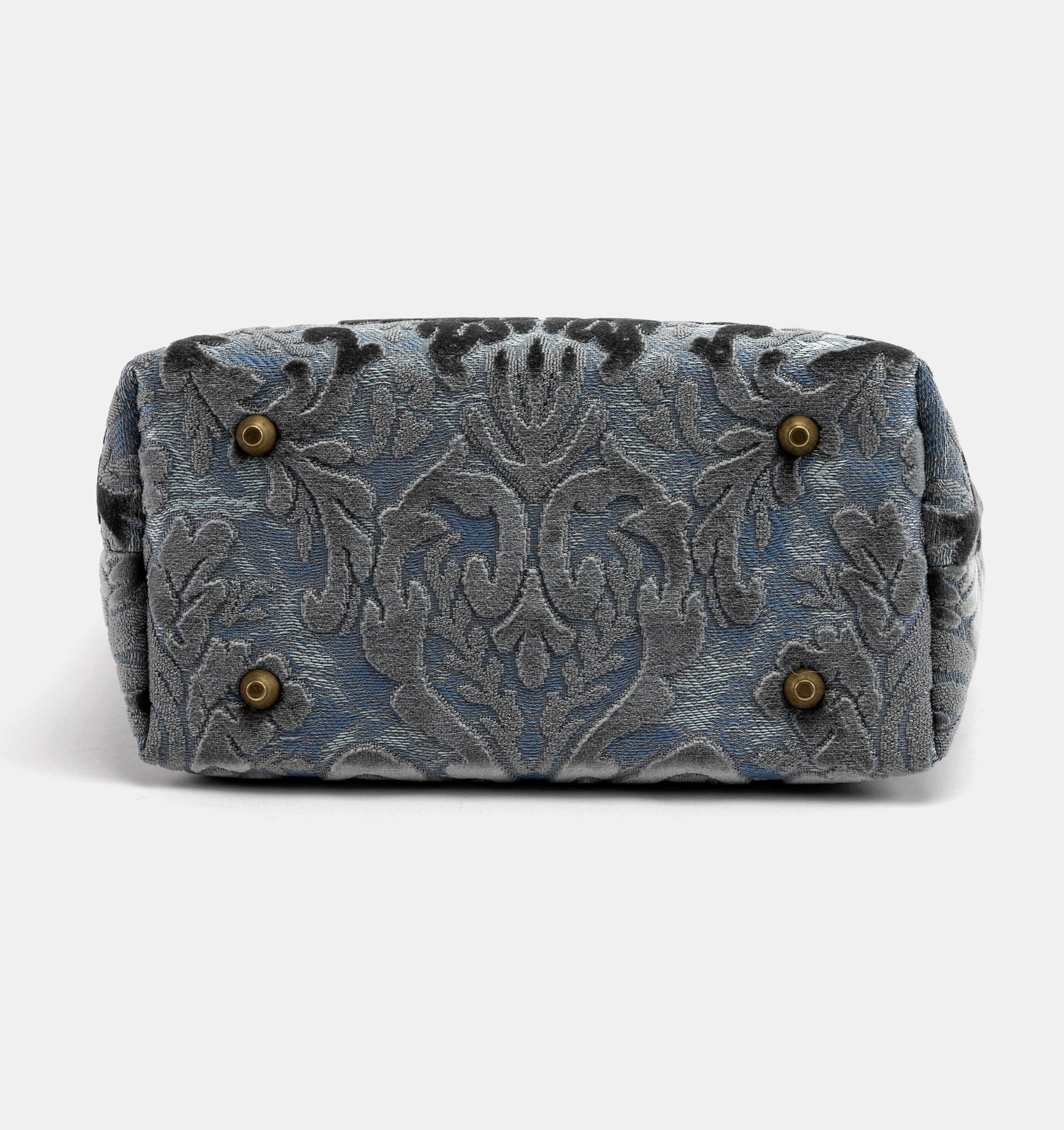 Burnout Velvet Steel Blue Everyday Tote Carpetbagger Carpetbag of America bottom