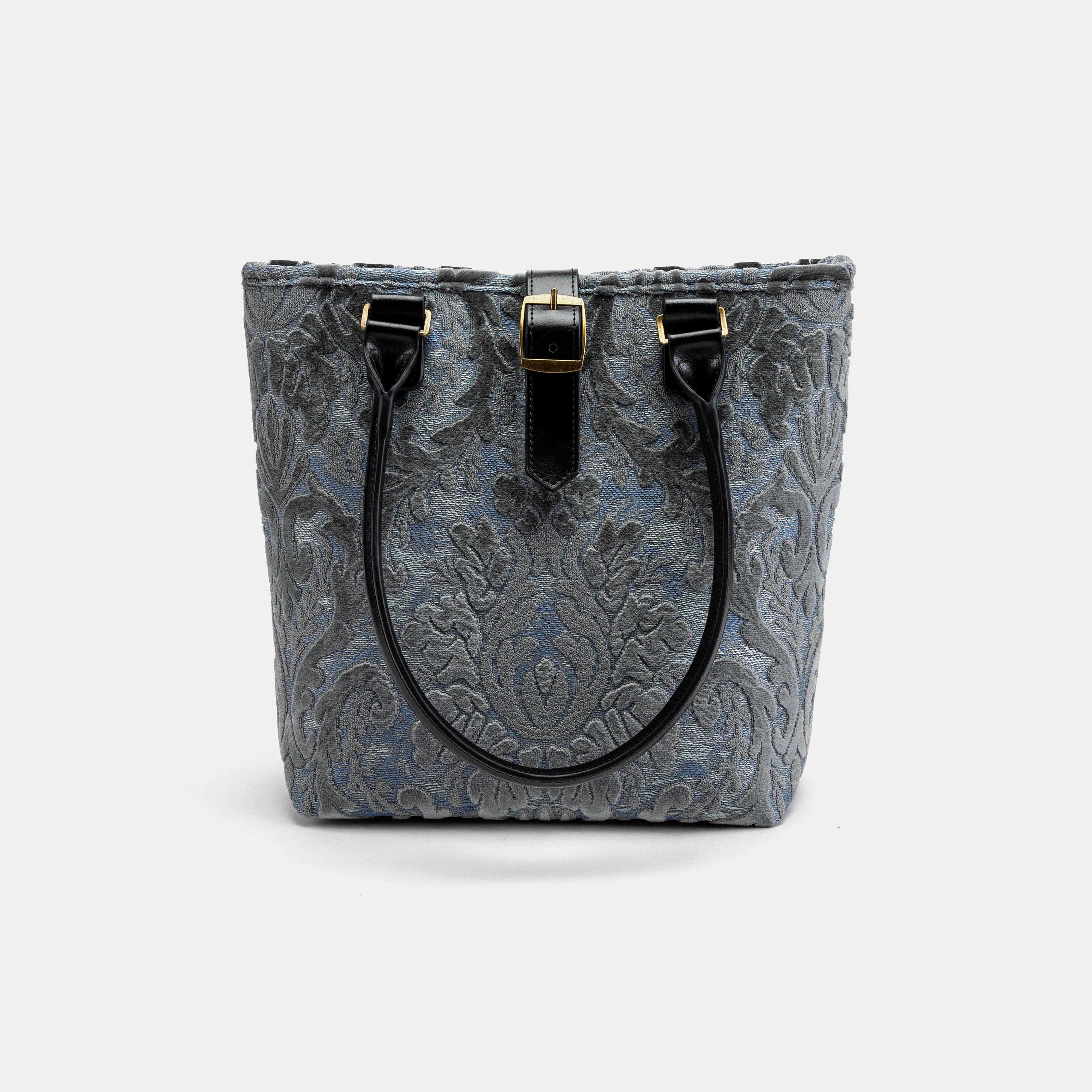 Burnout Velvet Steel Blue Everyday Tote Carpetbagger Carpetbag of America with shoulder strap