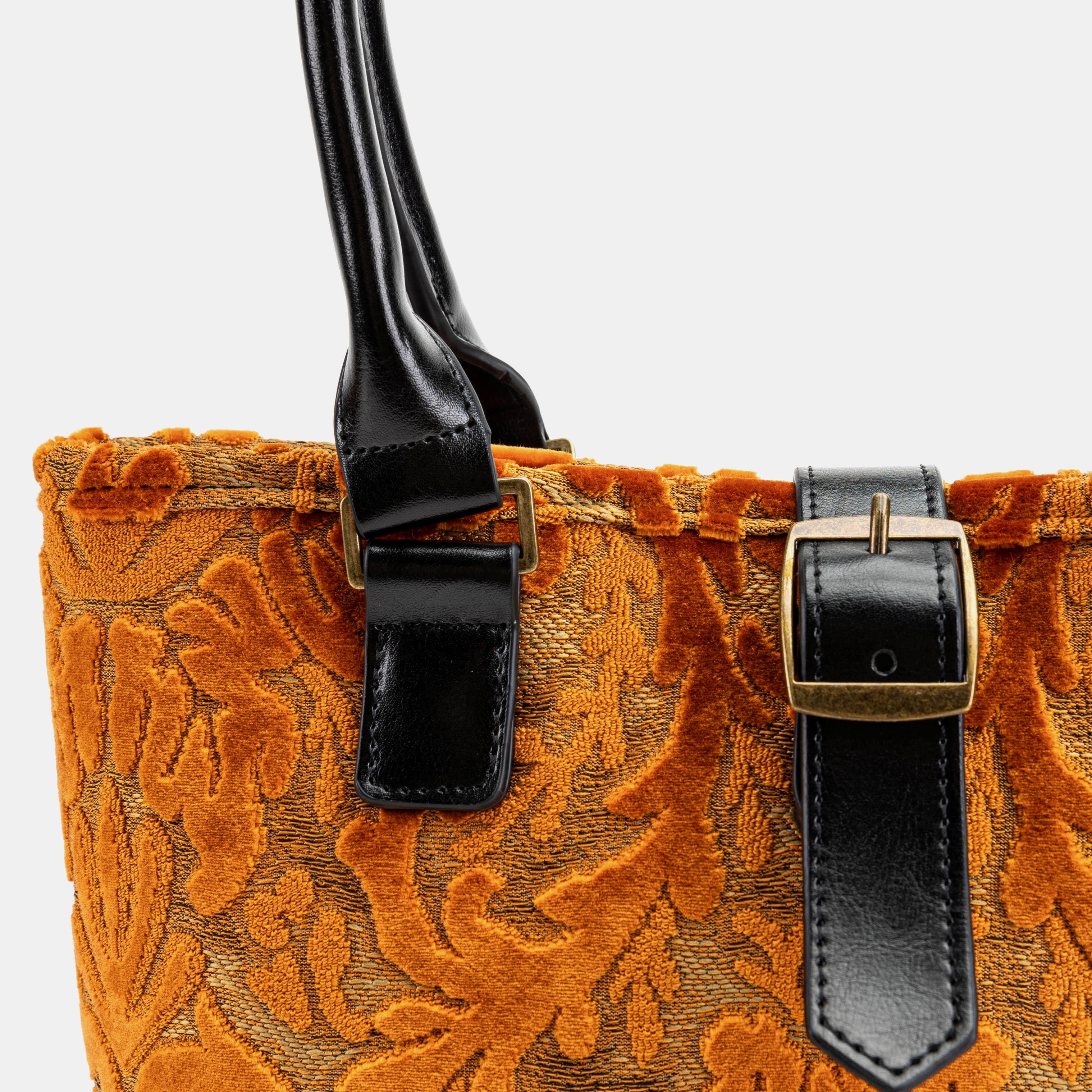 Burnout Velvet Orange Everyday Tote Carpet Bag detail