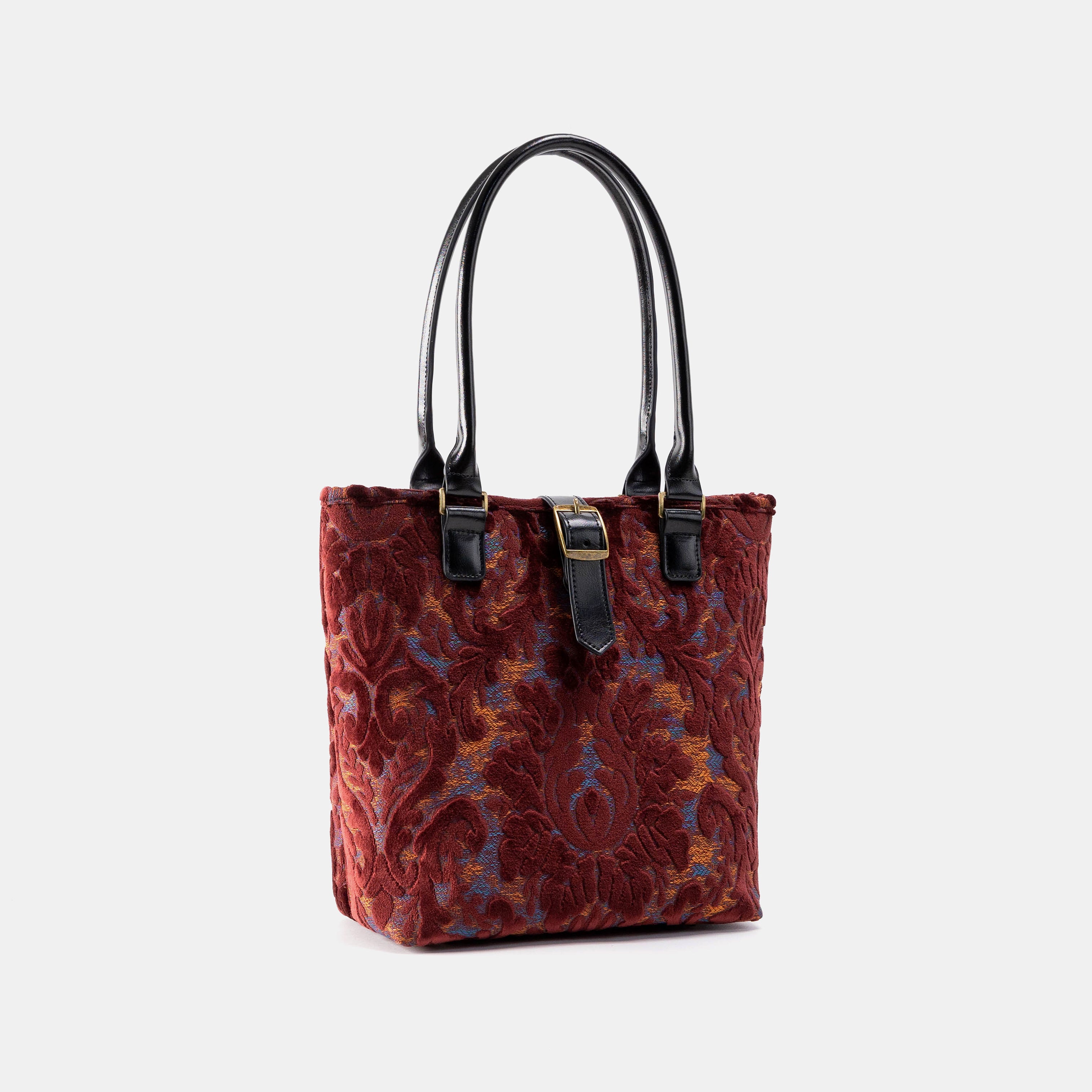 Everyday Tote Carpet Bag Burnout Velvet Wine front side