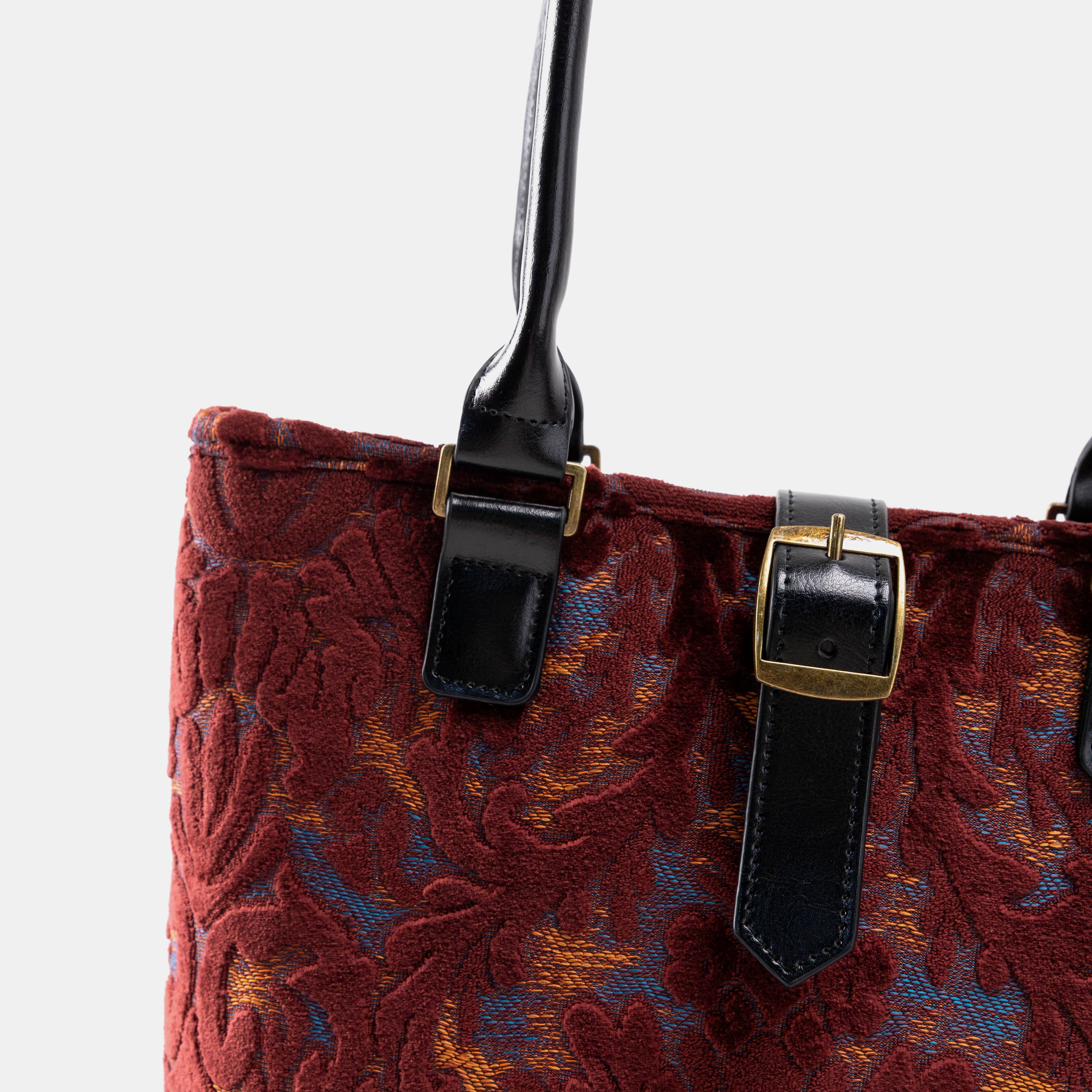Everyday Tote Carpet Bag Burnout Velvet Wine detail