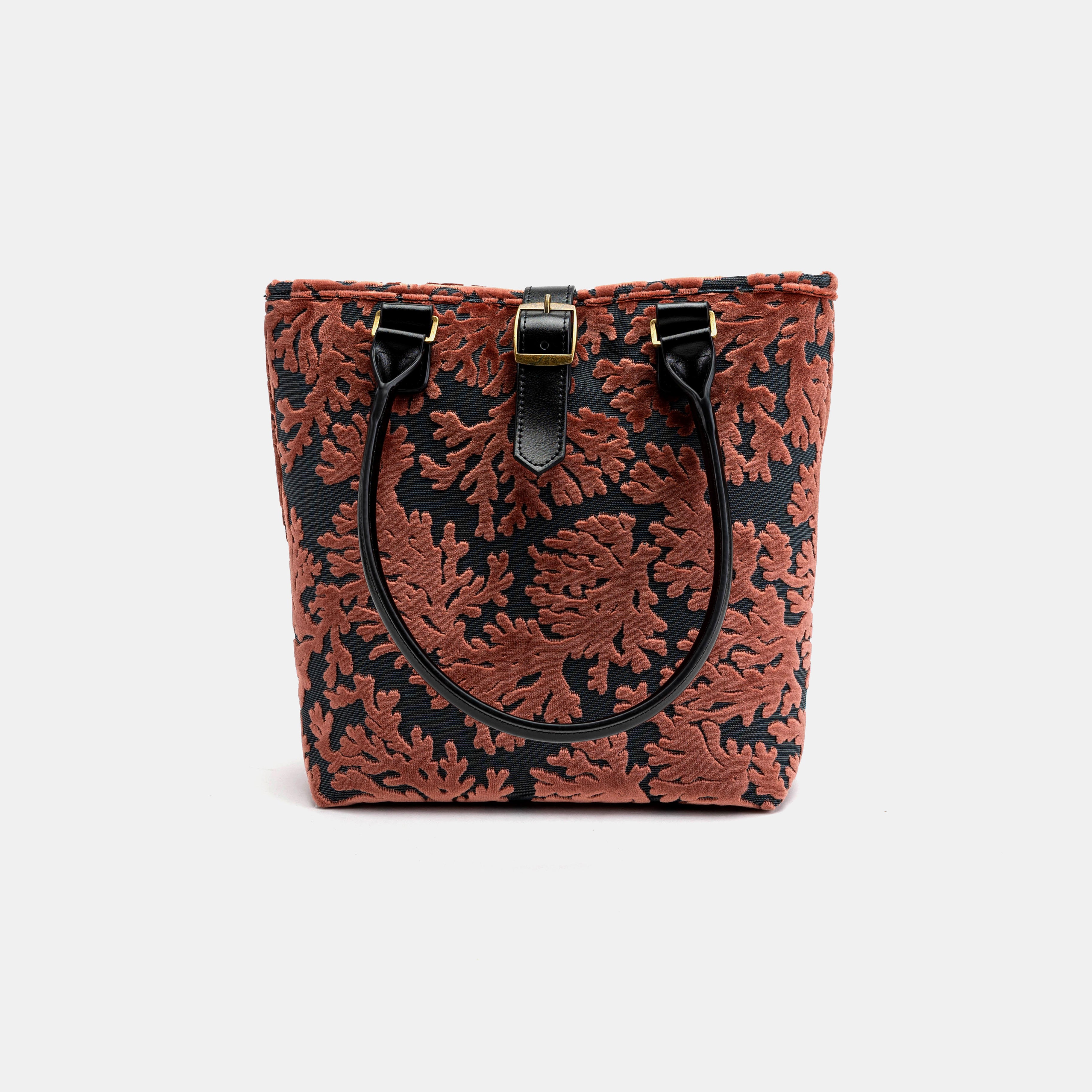 Burnout Velvet St Tropez Scuba Coral Everyday Tote Bag with shoulder strap