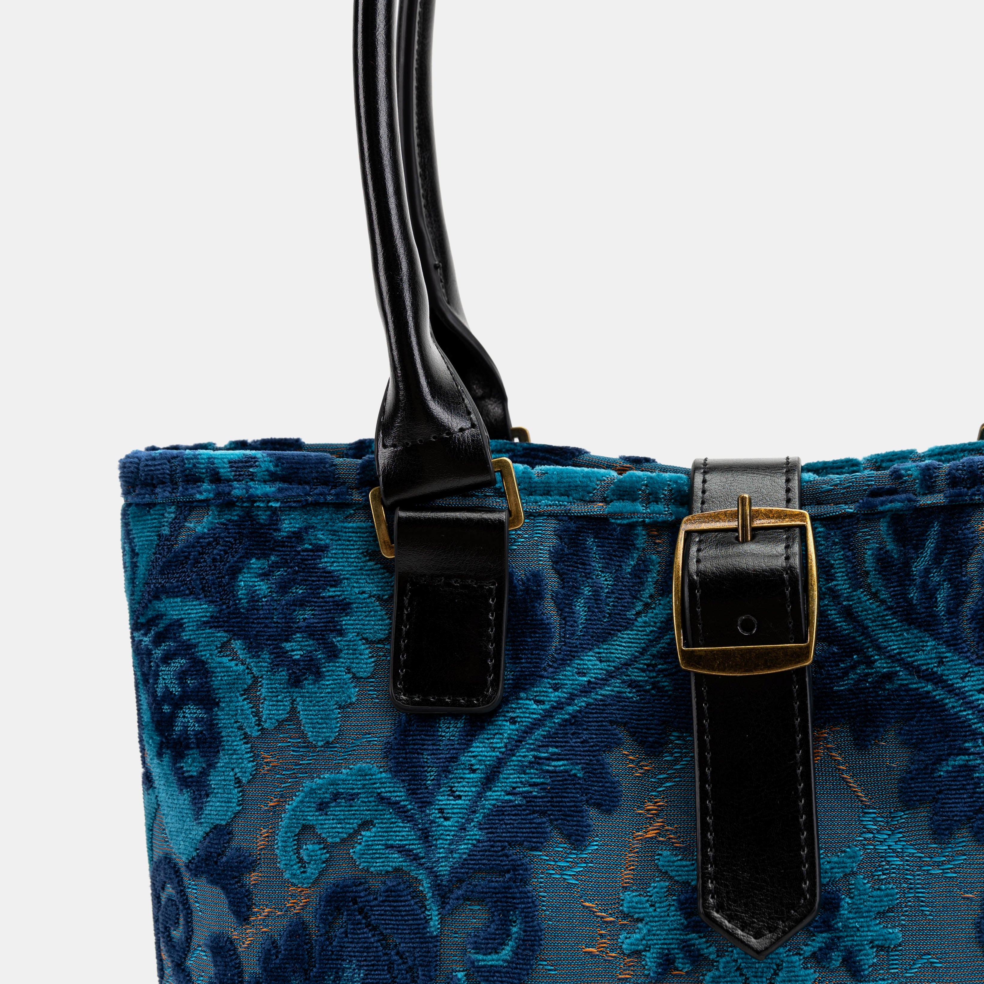 Everyday Tote Bag Burnout Velvet Revival Aqua detail