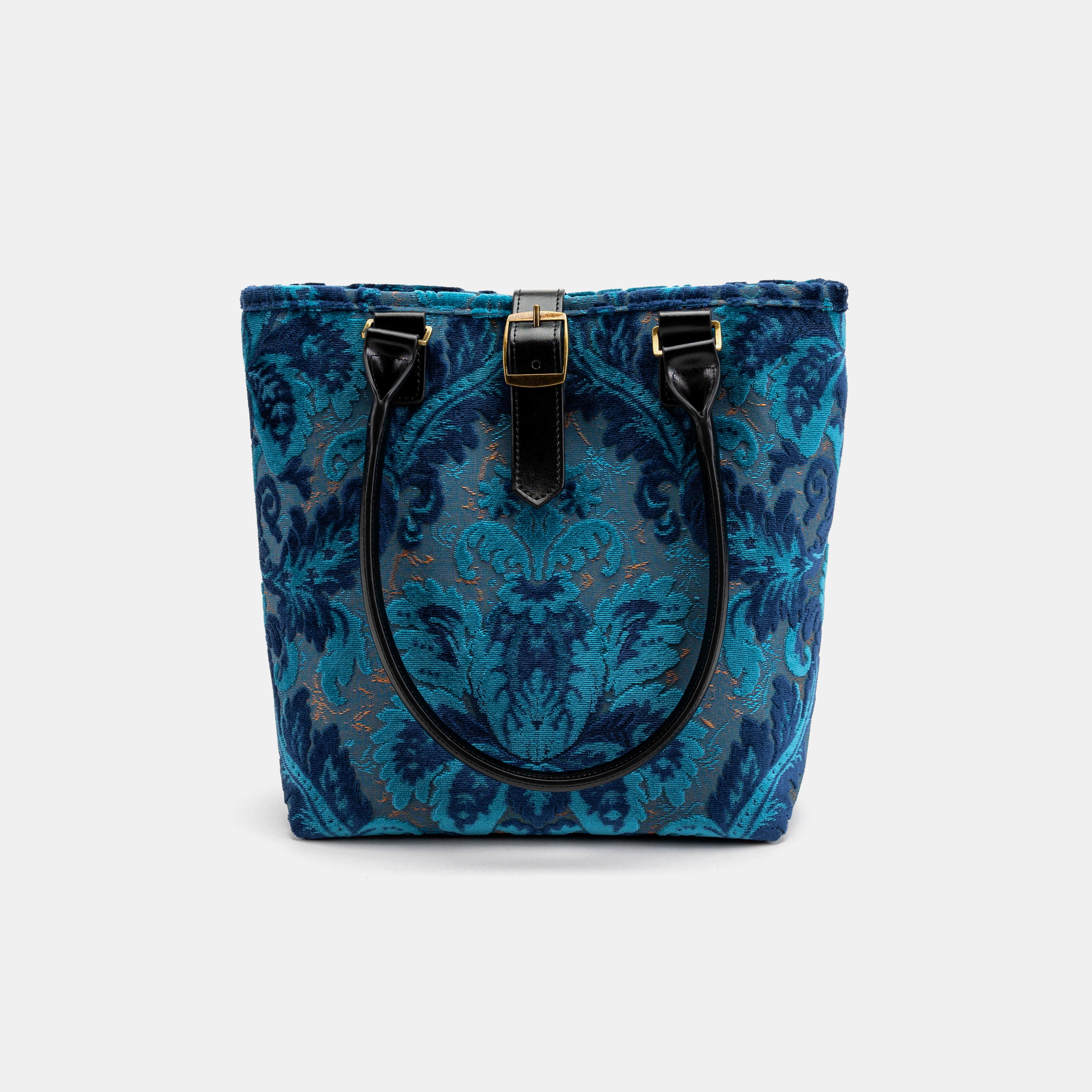 Everyday Tote Bag Burnout Velvet Revival Aqua with shoulder strap