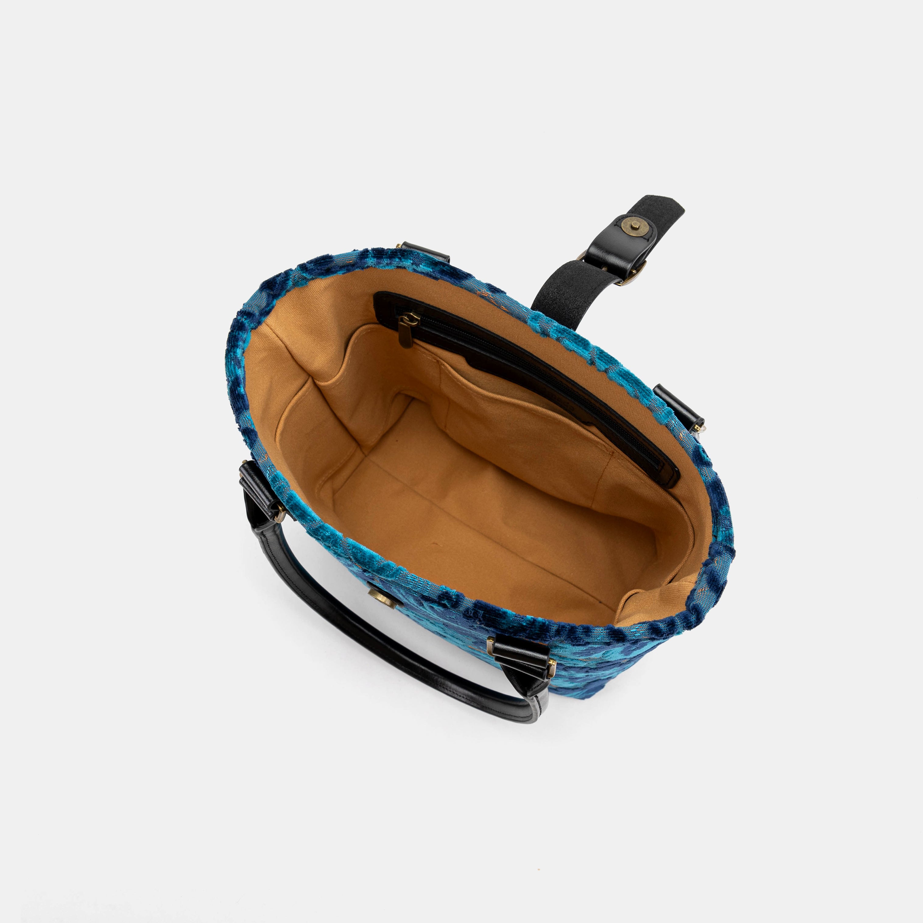 Everyday Tote Bag Burnout Velvet Revival Aqua inside