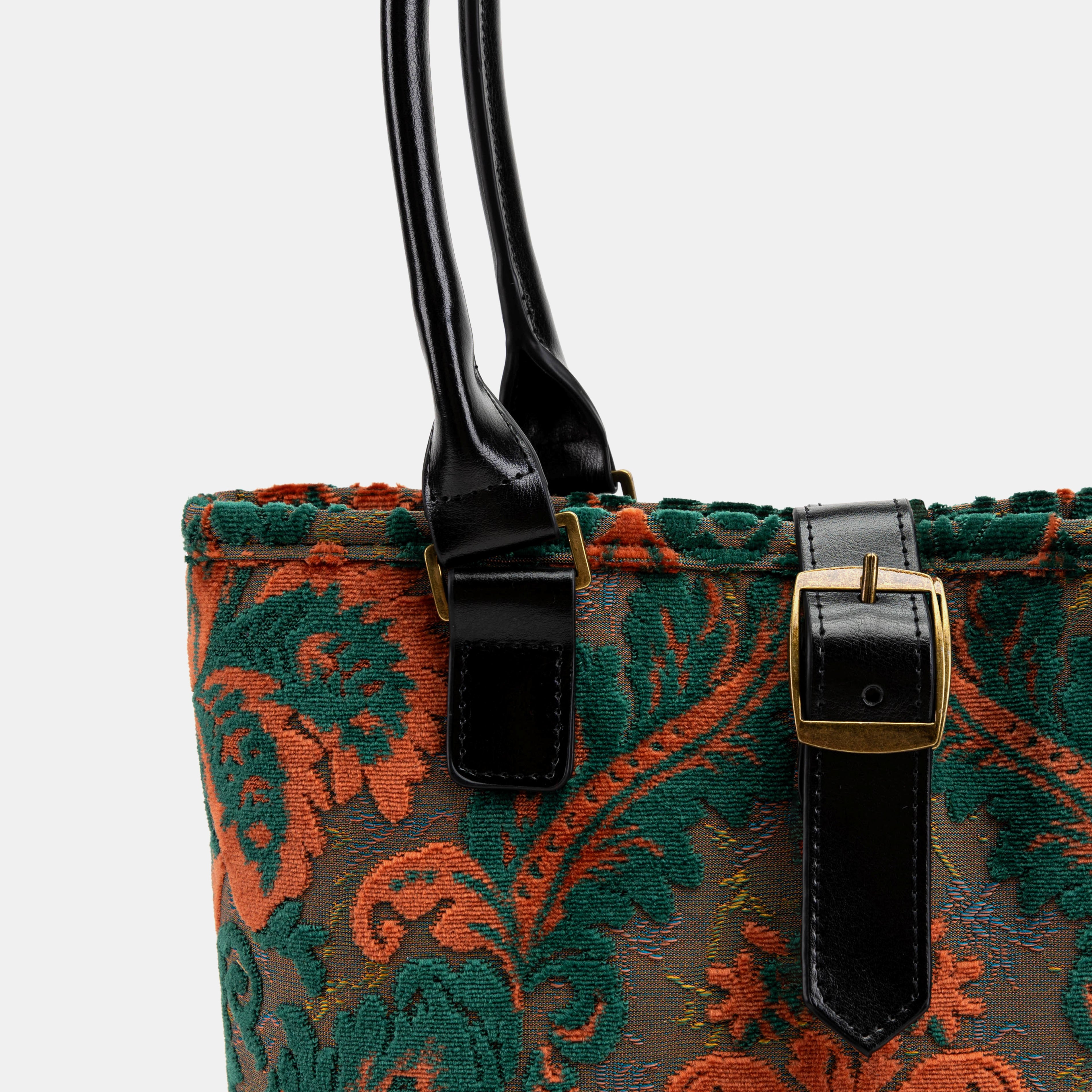 Burnout Velvet Revival Jade Everyday Tote Carpetbagger Carpetbag of America detail
