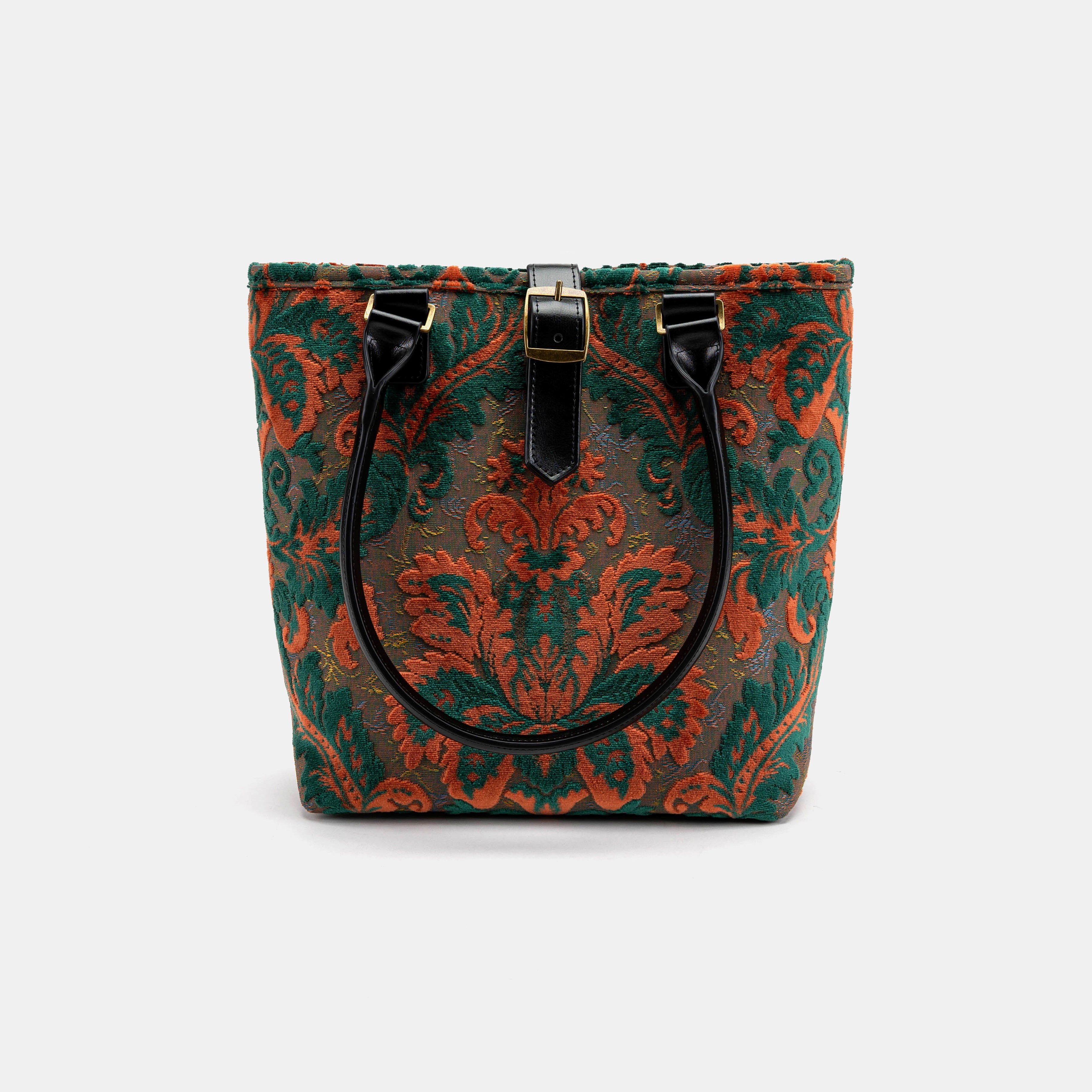 Burnout Velvet Revival Jade Everyday Tote Carpetbagger Carpetbag of America  with shoulder strap