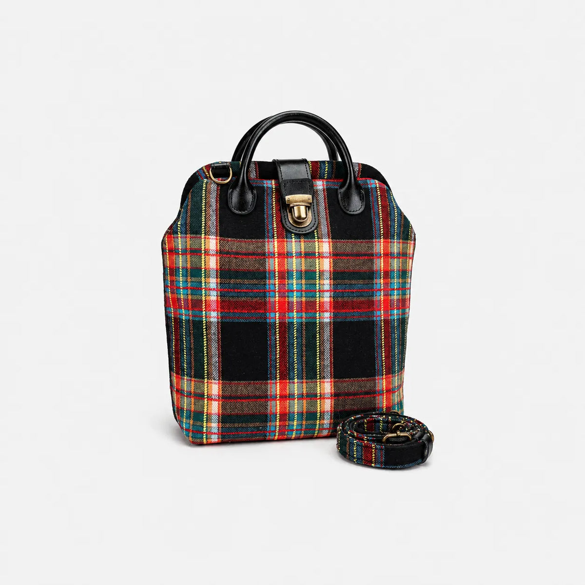 Tartan Stewart Black Everyday Backpack Carpetbag of America with shoulder strap
