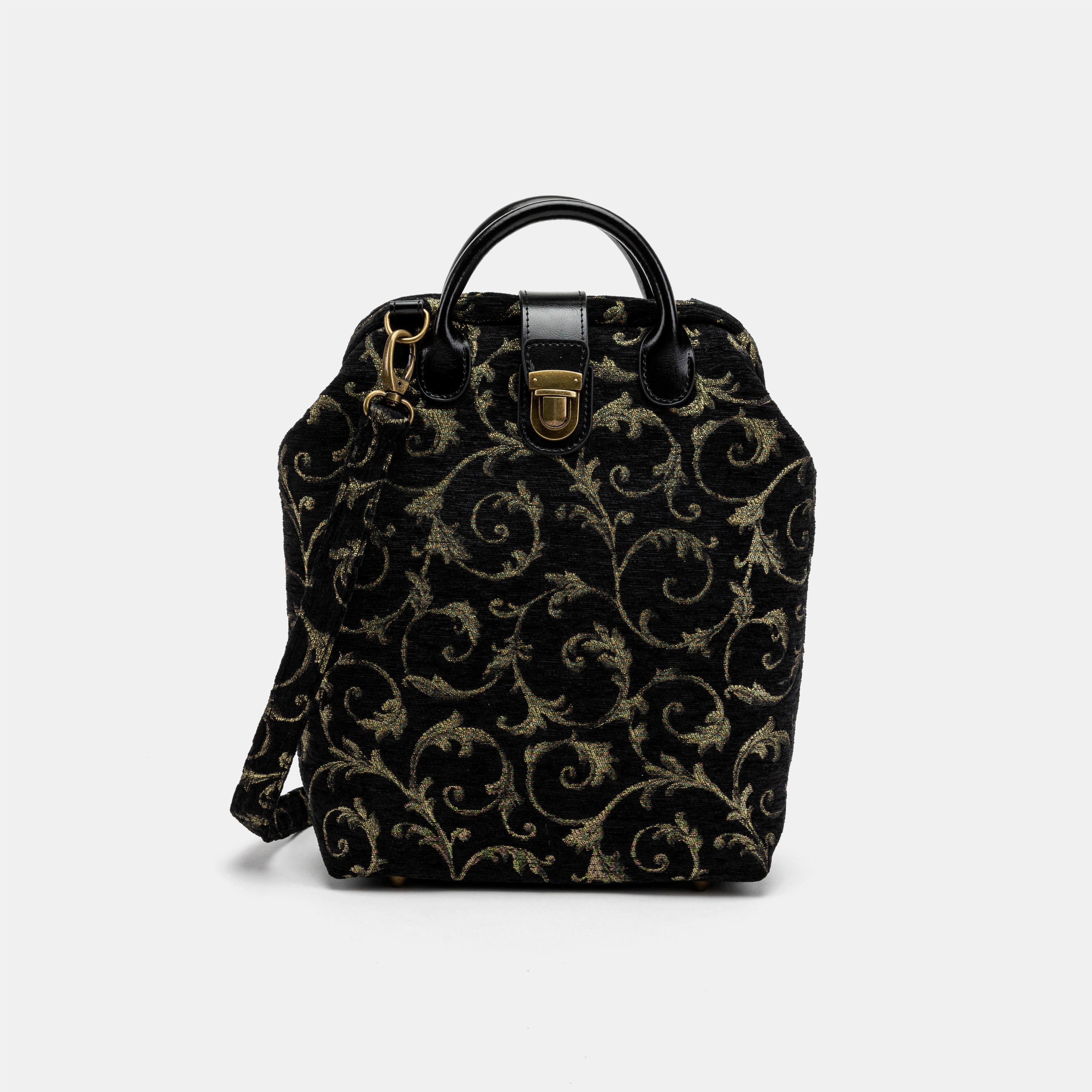 Vintage Scroll Black/Green Carpet Everyday Backpack Carpetbag of America with shoulder strap