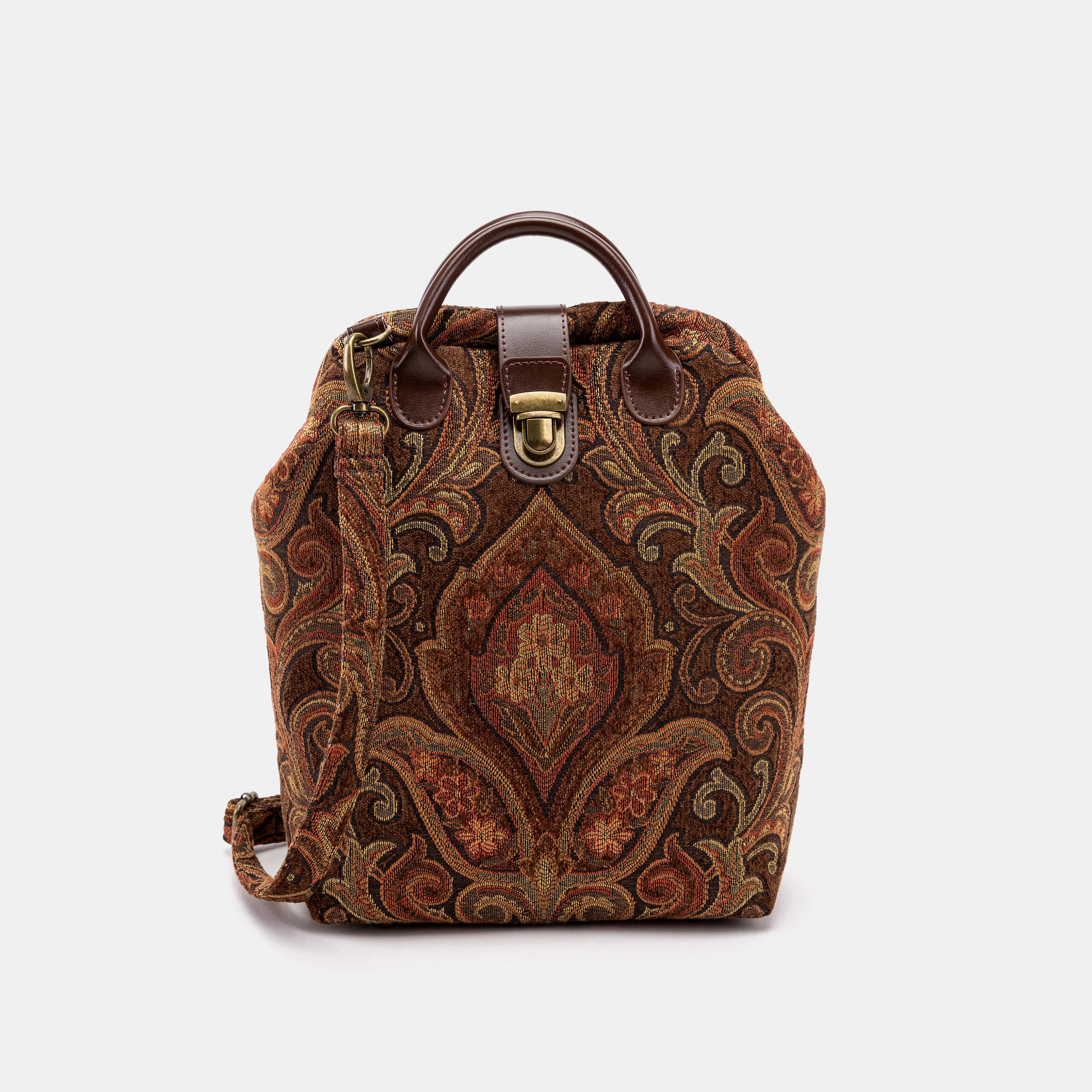 Damask D. Brown Carpet Everyday Backpack Carpetbag of America front