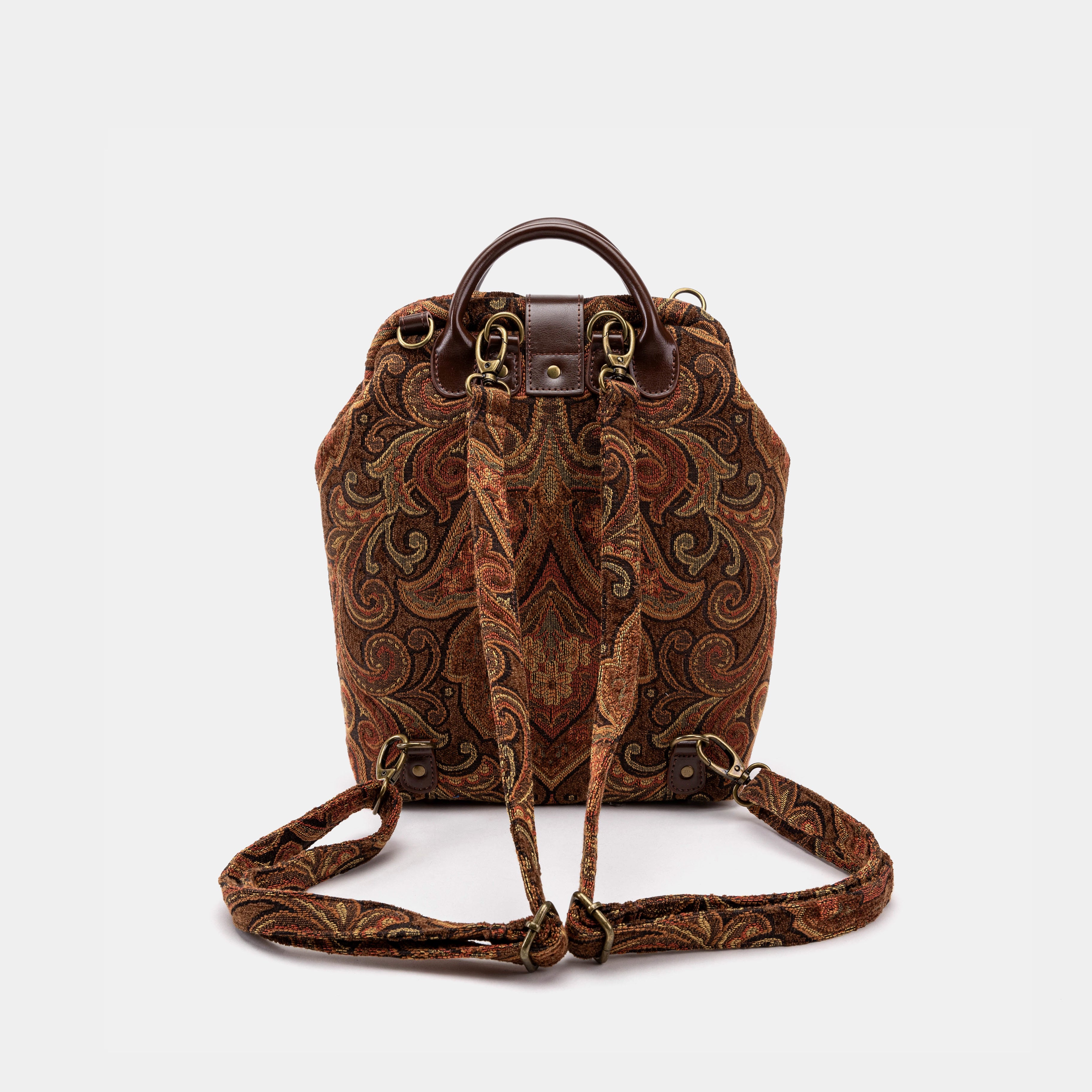 Damask D. Brown Carpet Everyday Backpack Carpetbag of America back
