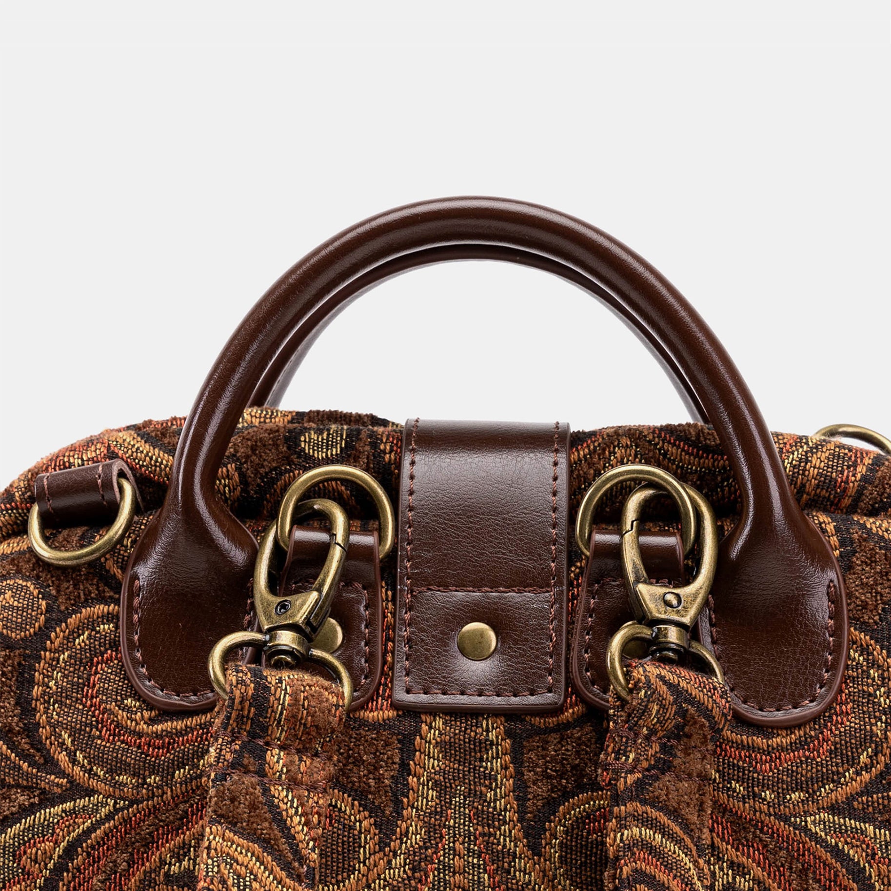Damask D. Brown Carpet Everyday Backpack Carpetbag of America handle