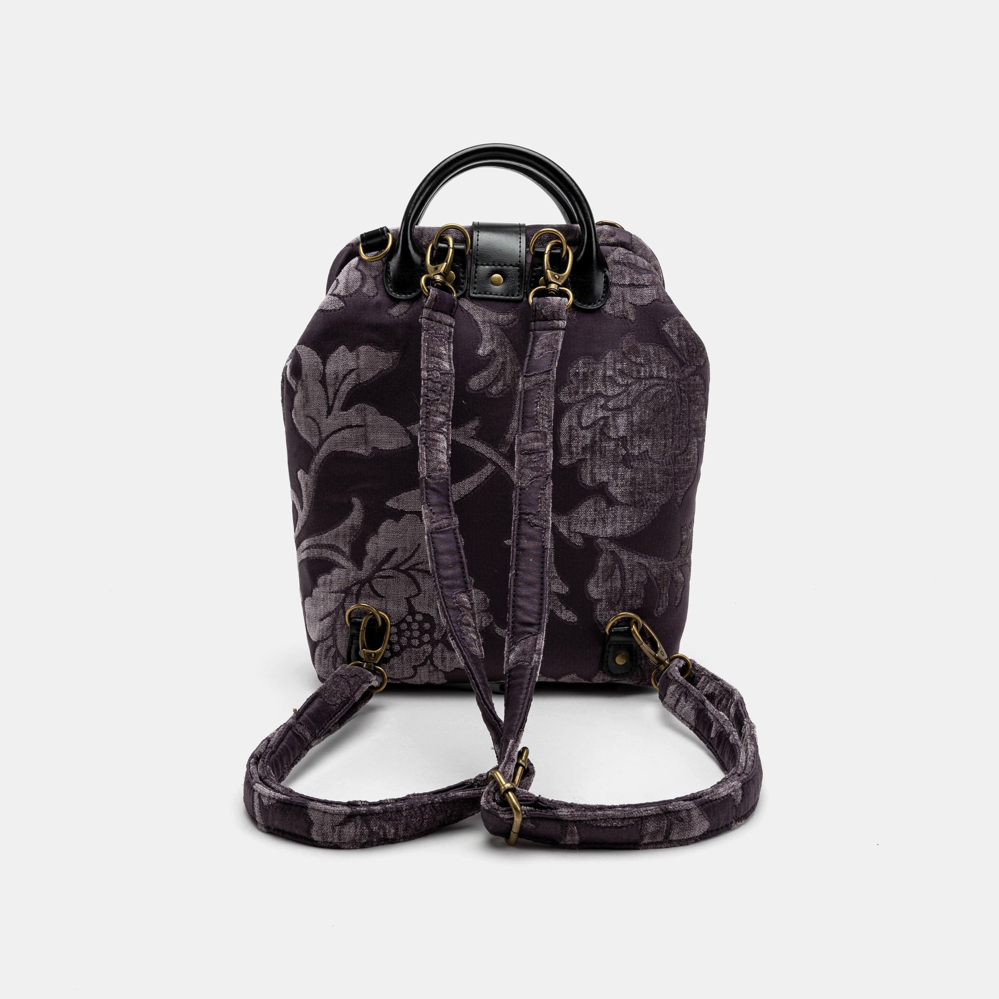 Floral Brocade Purple Carpet Everyday Backpack Carpetbag of America back