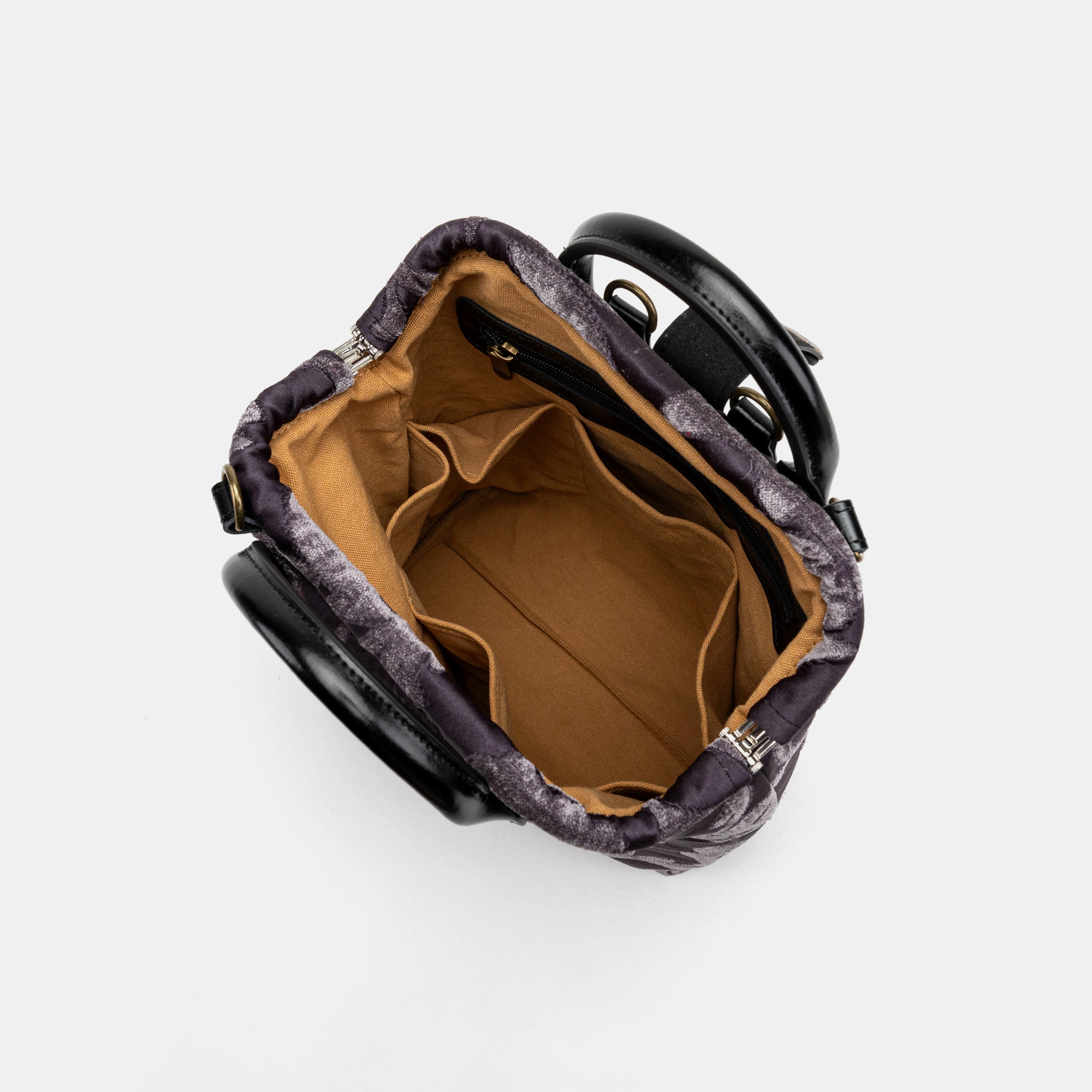 Floral Brocade Purple Carpet Everyday Backpack Carpetbag of America inside