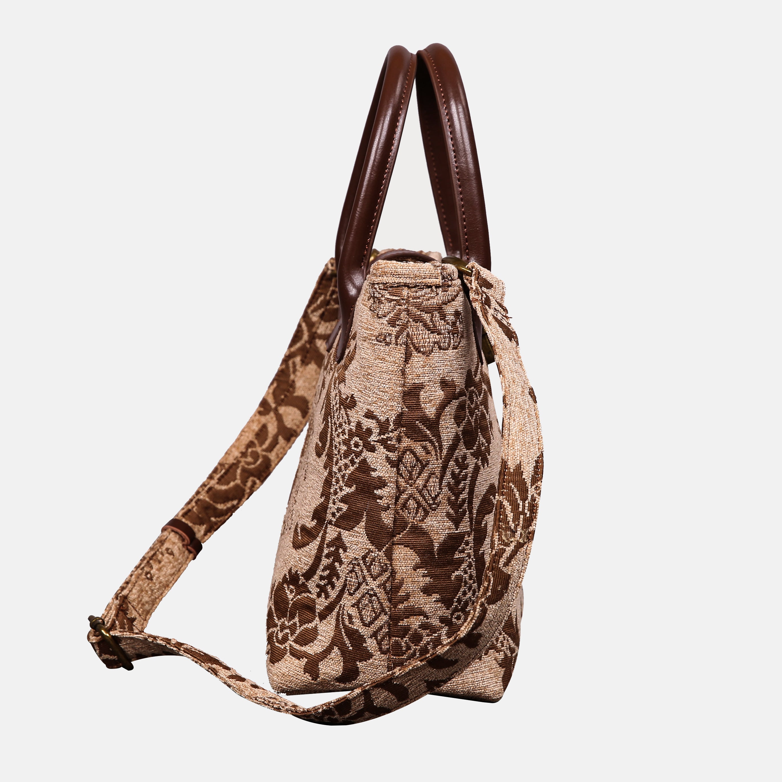 Griccia Camel Tuck Lock Carpet Satchel Carpetbag of America side