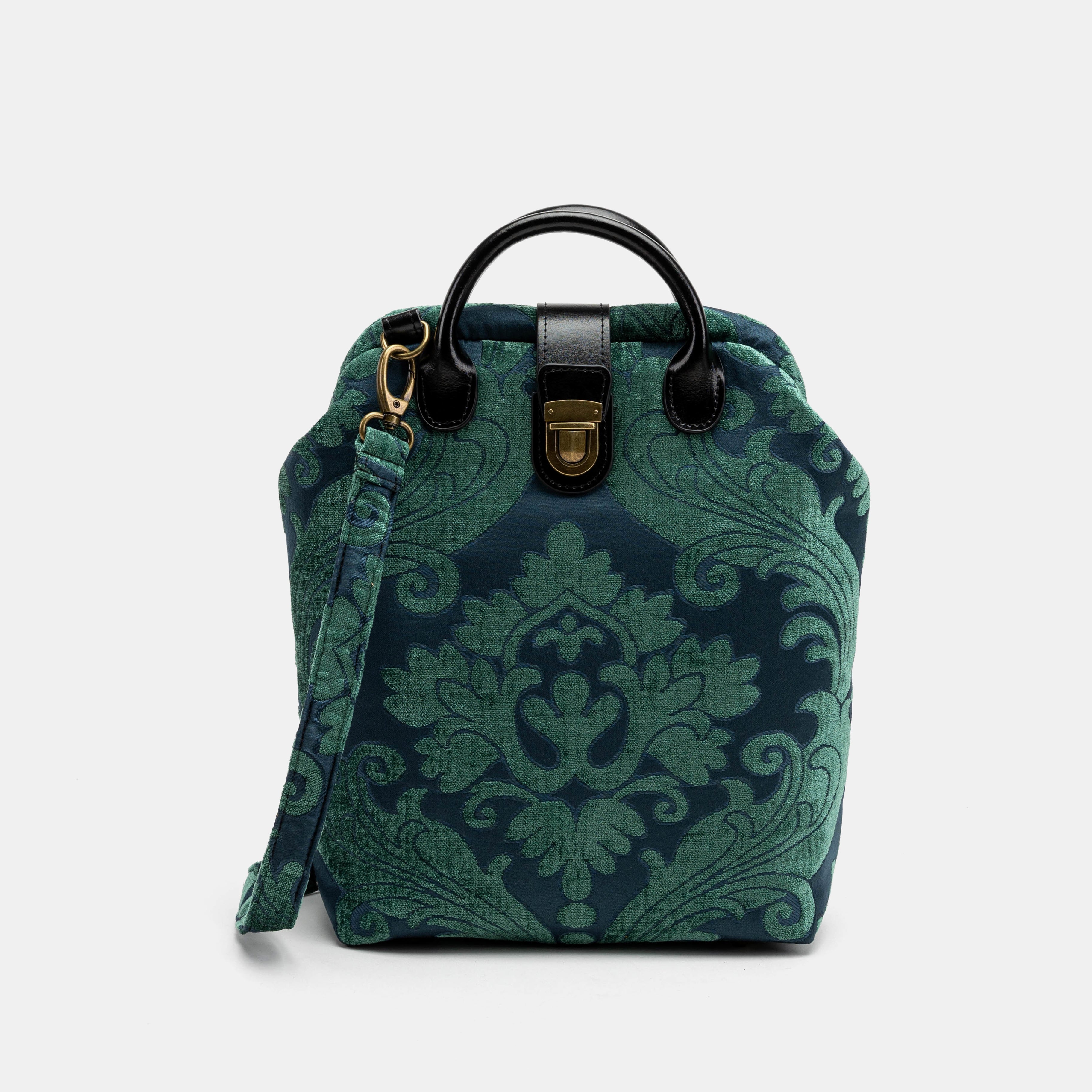 Queen Hunter Green Carpet Everyday Backpack Carpetbag of America with shoulder strap