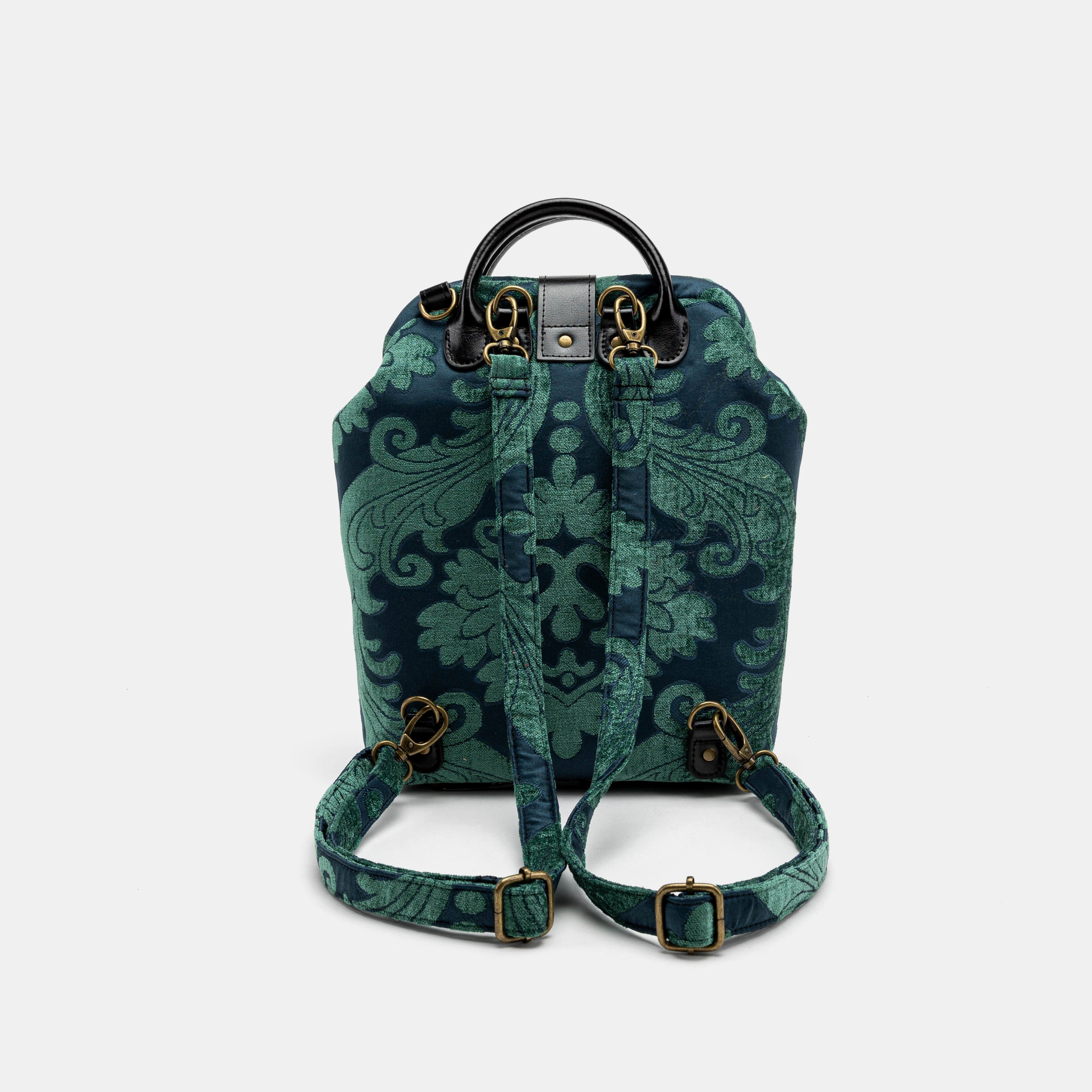 Queen Hunter Green Carpet Everyday Backpack Carpetbag of America back