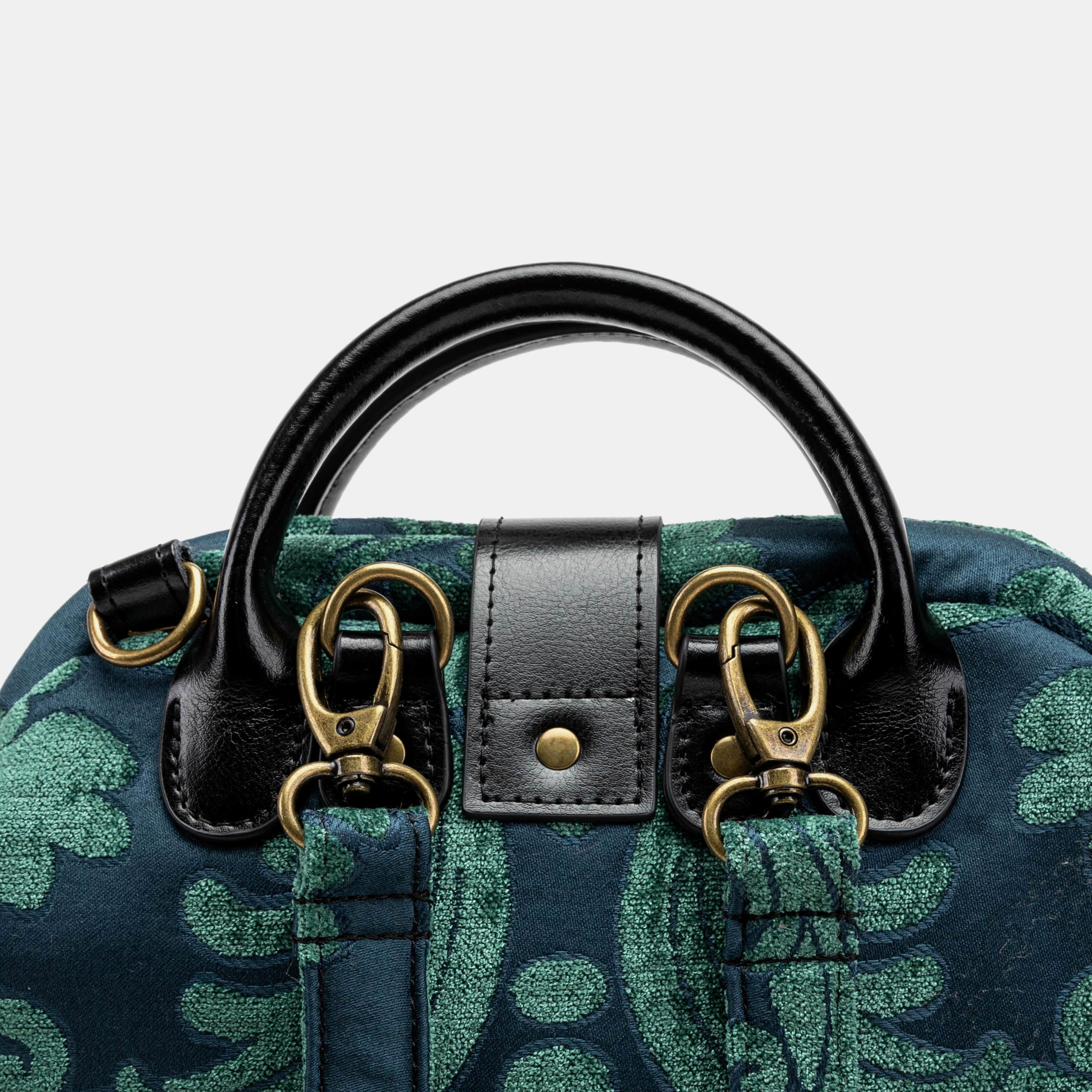 Queen Hunter Green Carpet Everyday Backpack Carpetbag of America back detail