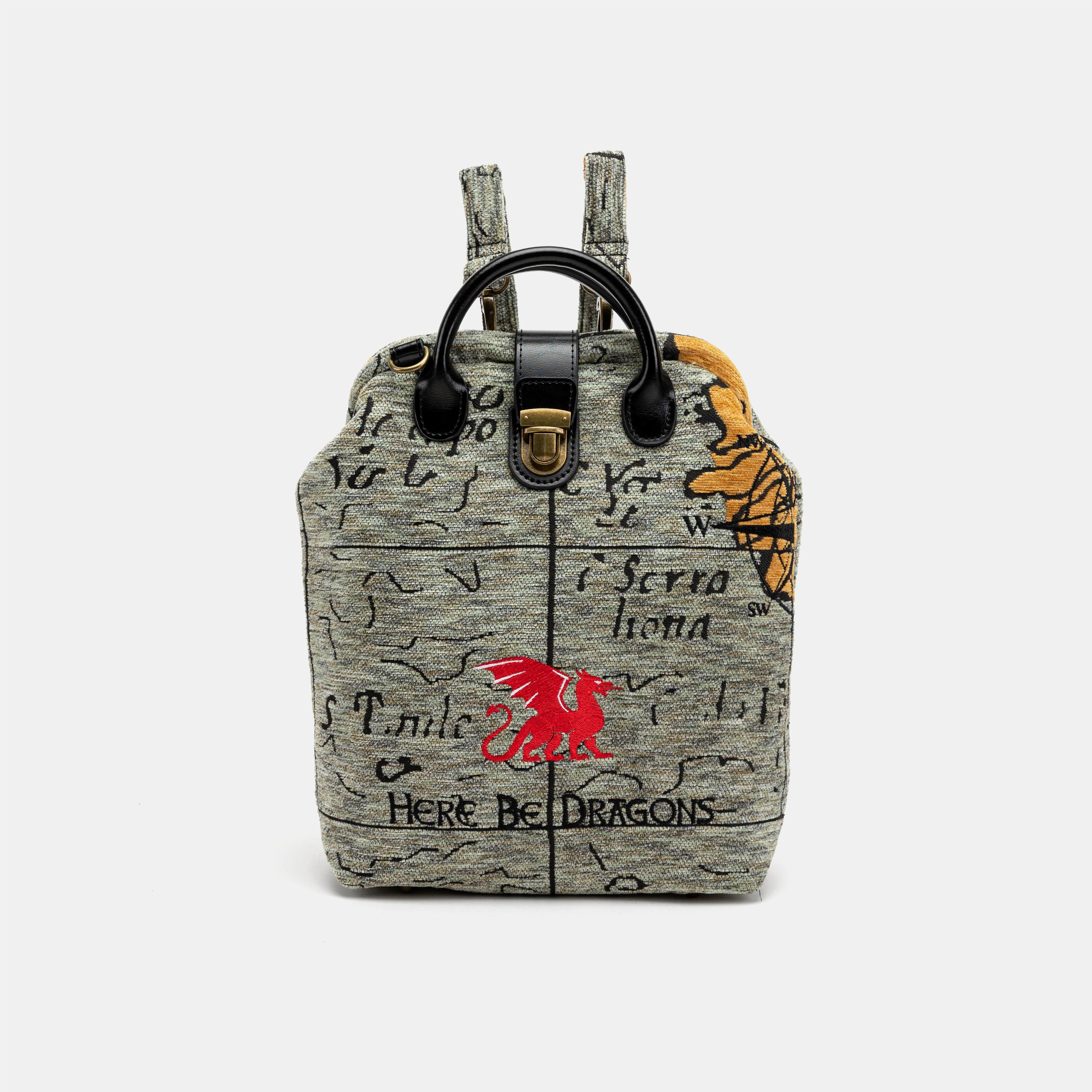 Here Be Dragons Carpet Everyday Backpack Carpetbag of America front