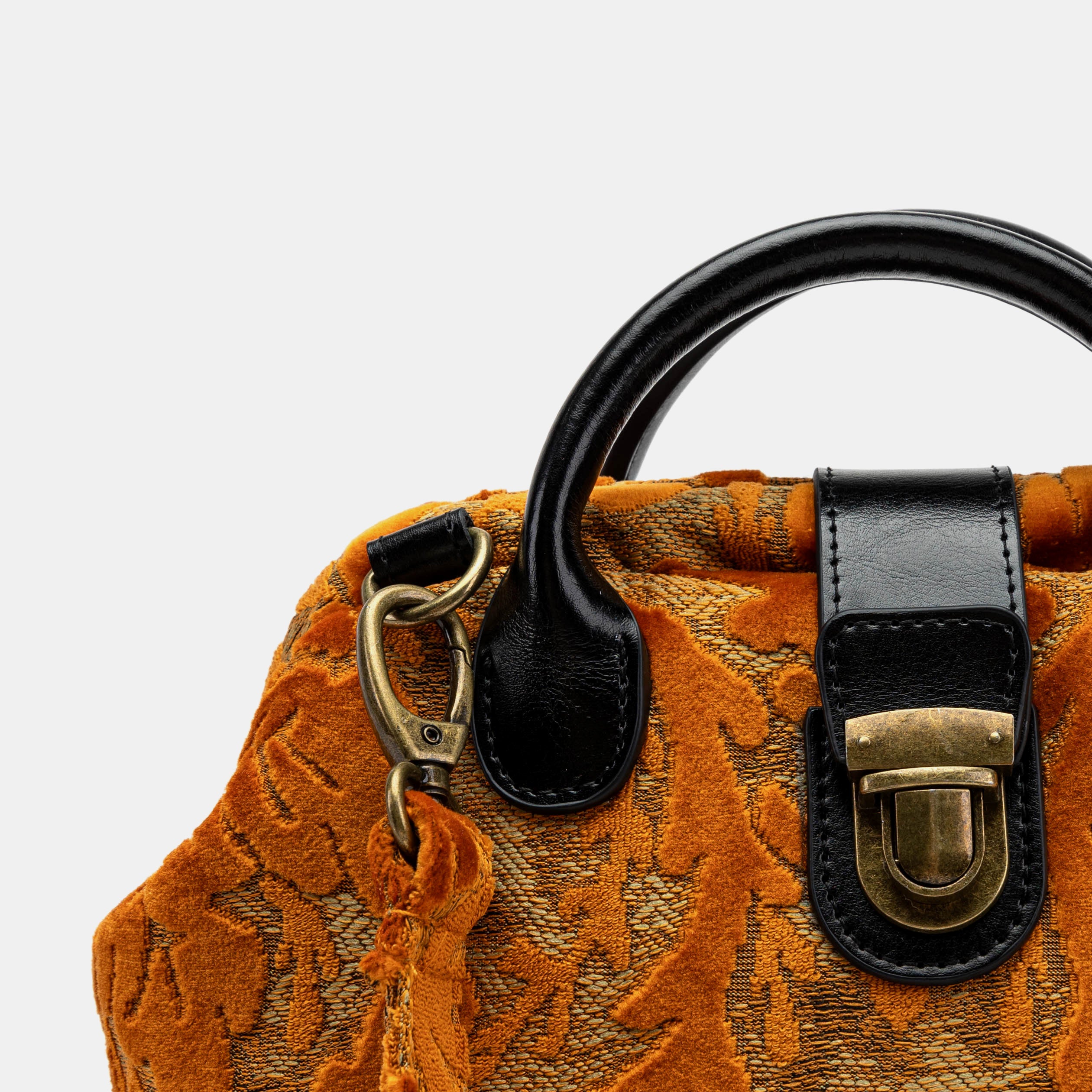 Burnout Velvet Orange Carpet Everyday Backpack Carpetbag of America detail