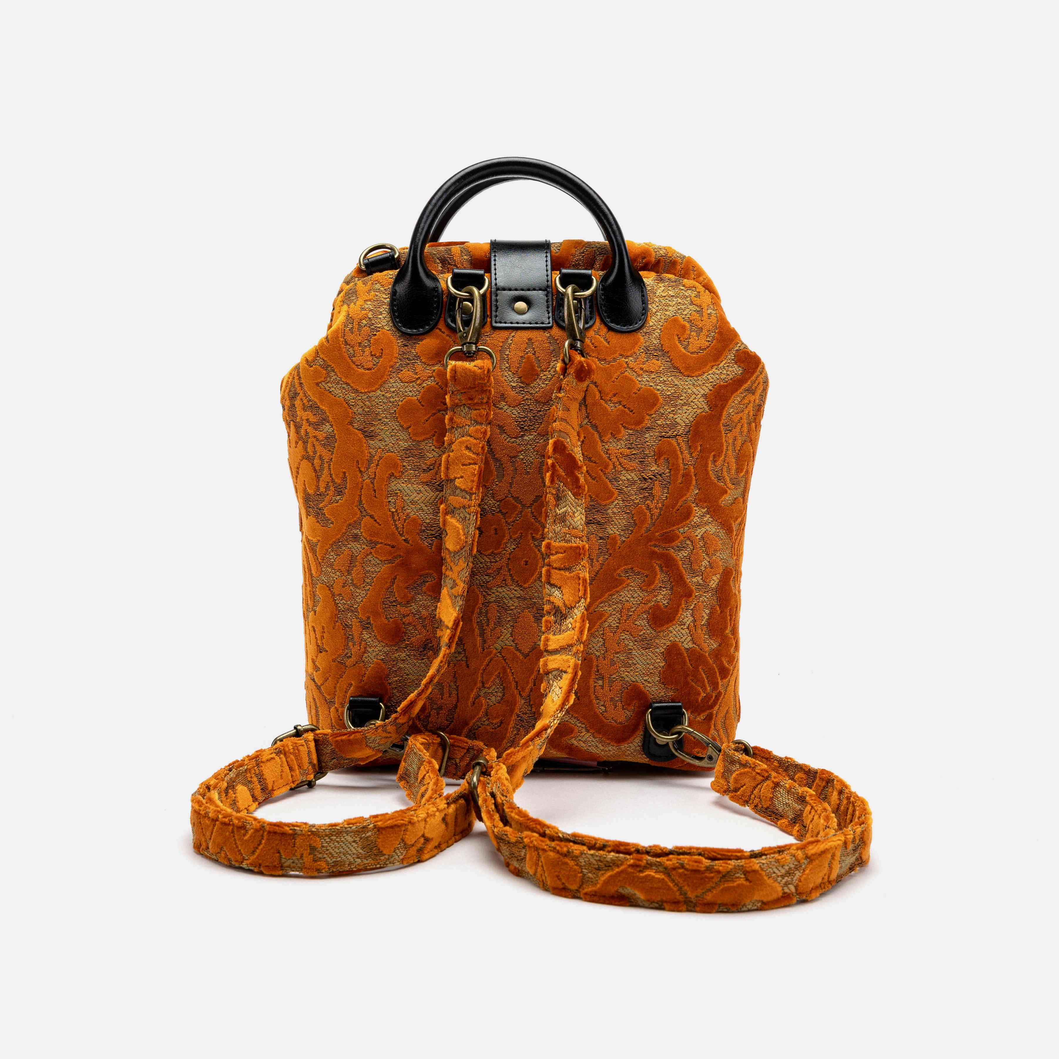 Burnout Velvet Orange Carpet Everyday Backpack Carpetbag of America back