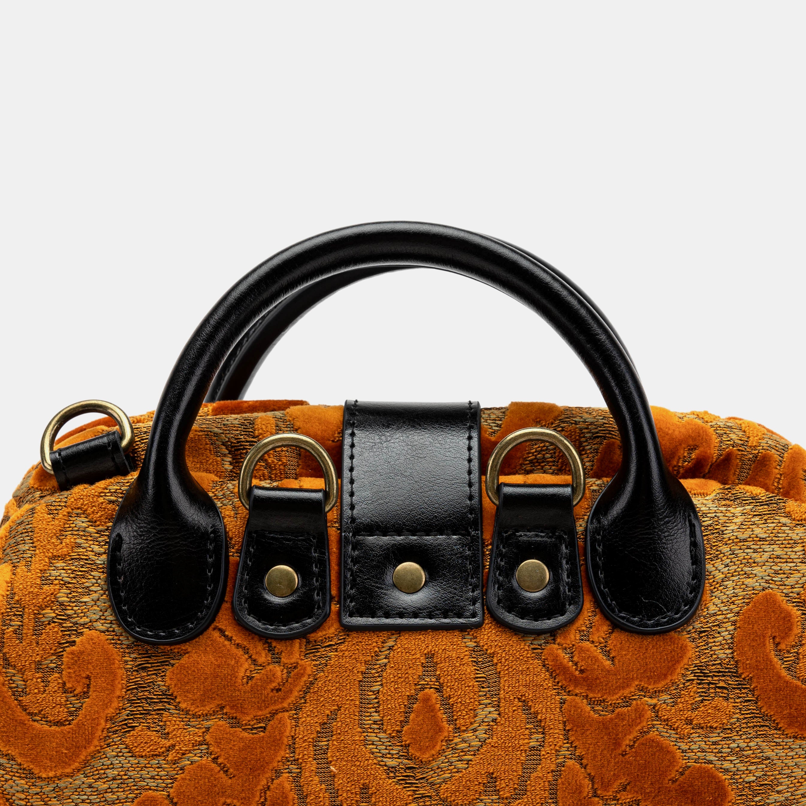 Burnout Velvet Orange Carpet Everyday Backpack Carpetbag of America back detail