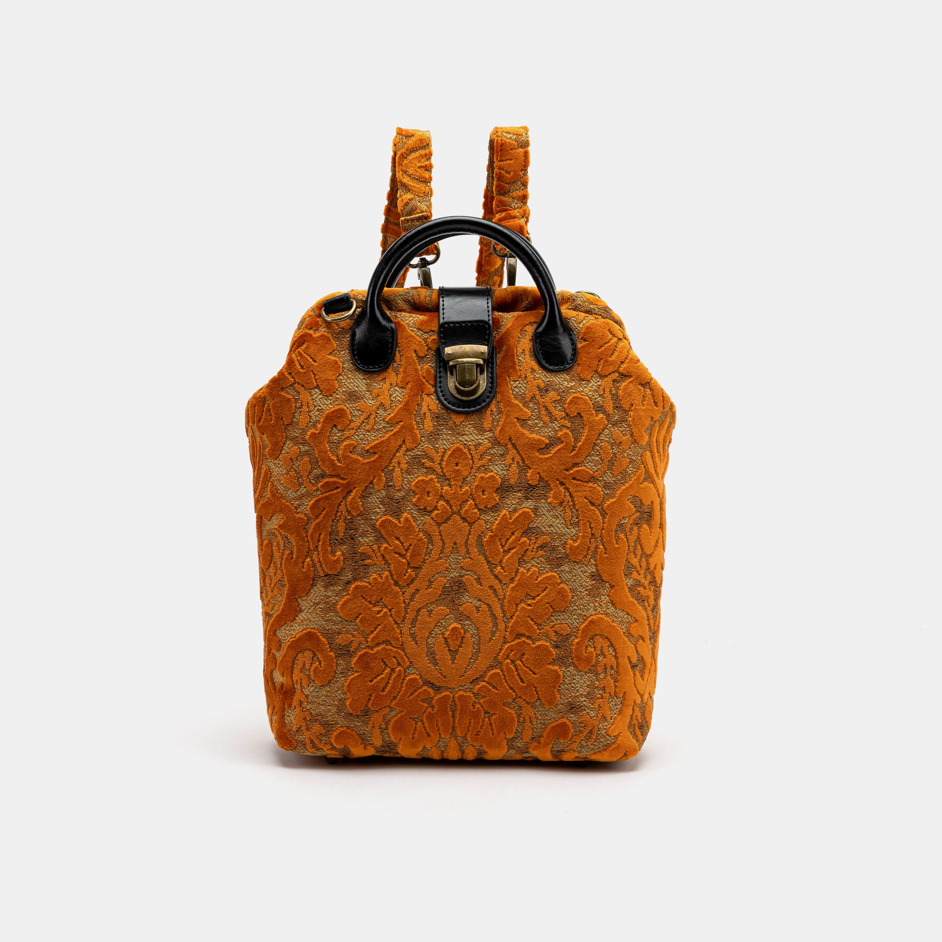 Burnout Velvet Orange Carpet Everyday Backpack Carpetbag of America WITH SHOULDER STRAP