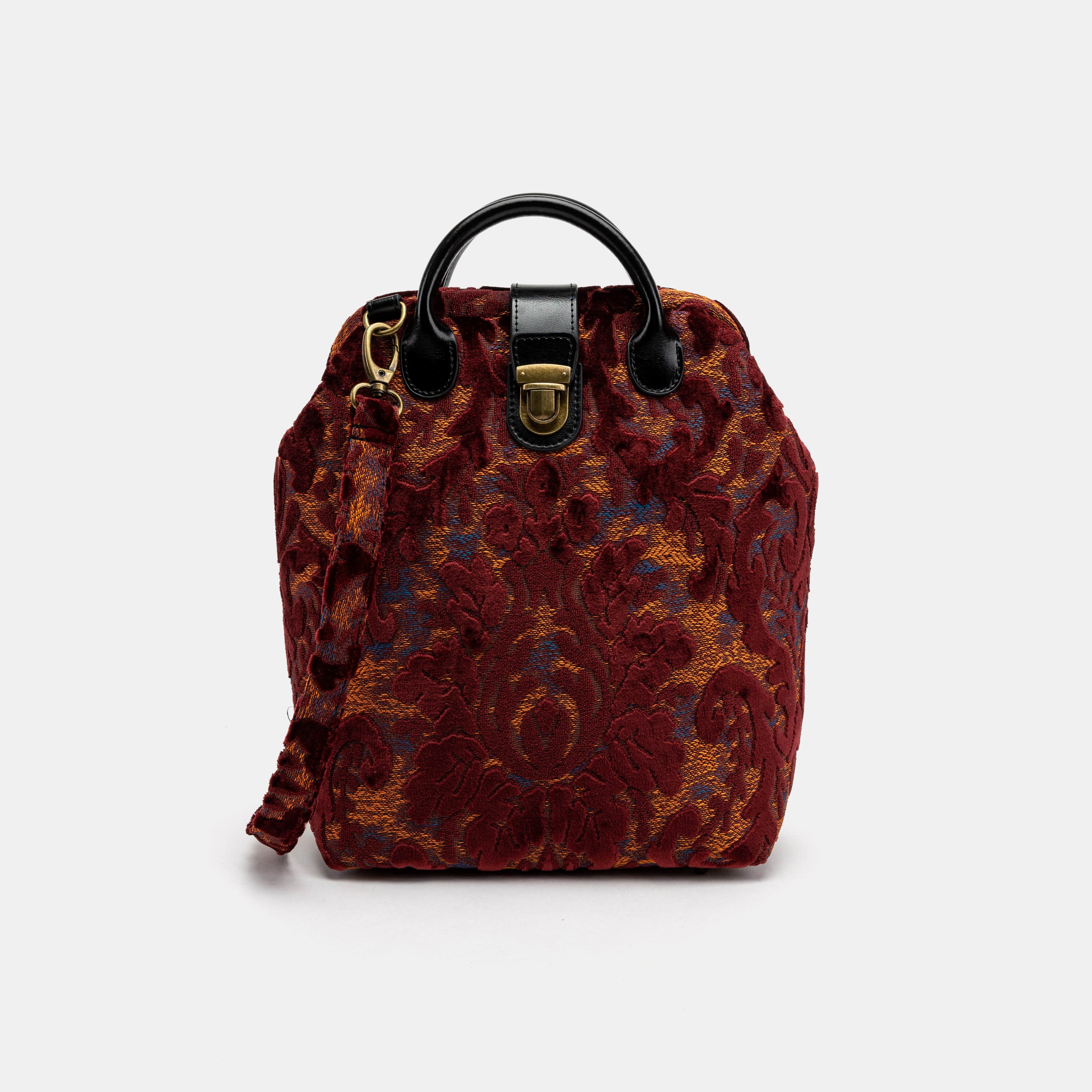 Everyday Backpack Burnout Velvet Wine with shoulder strap