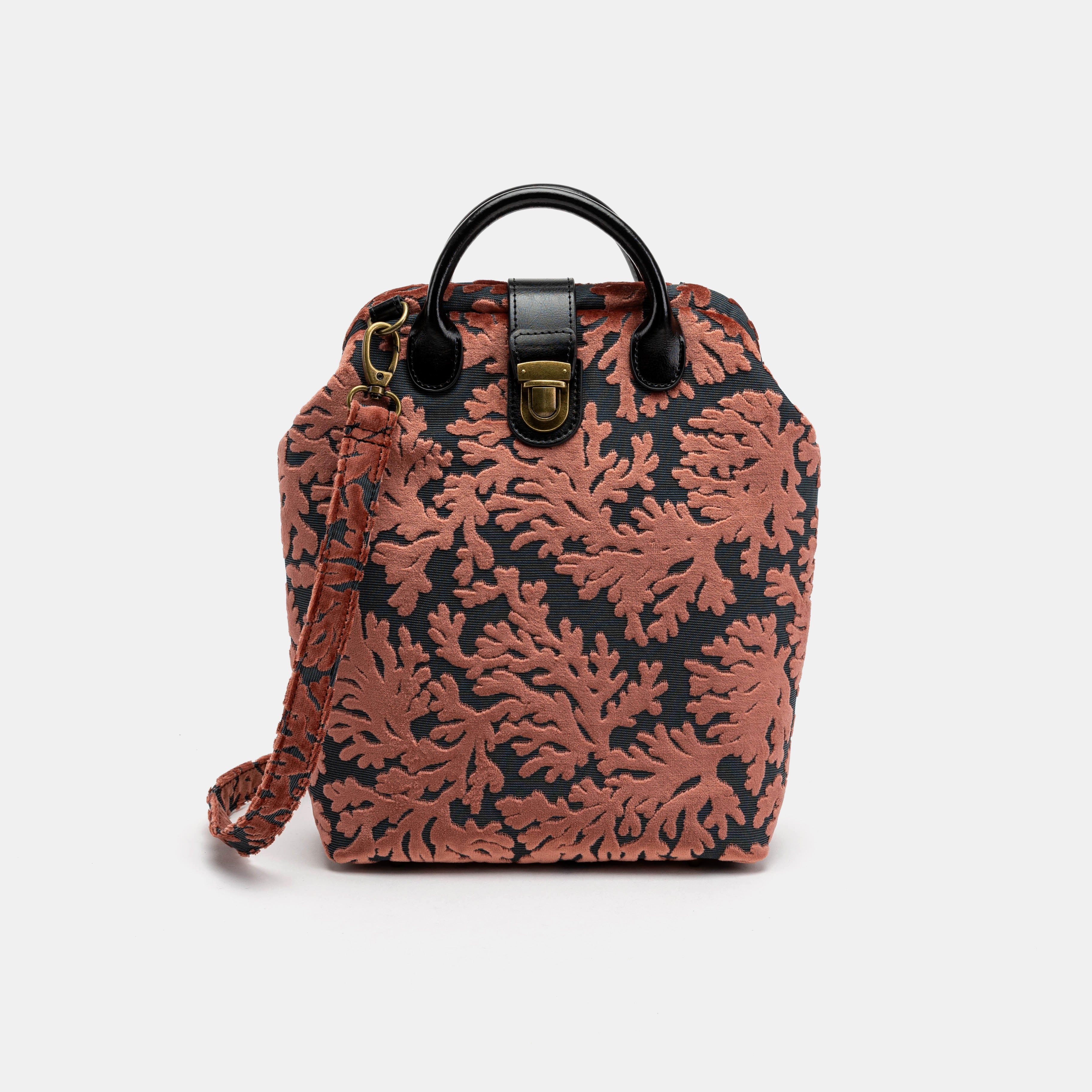 Everyday Backpack Burnout Velvet St Tropez Scuba Coral with shoulder strap