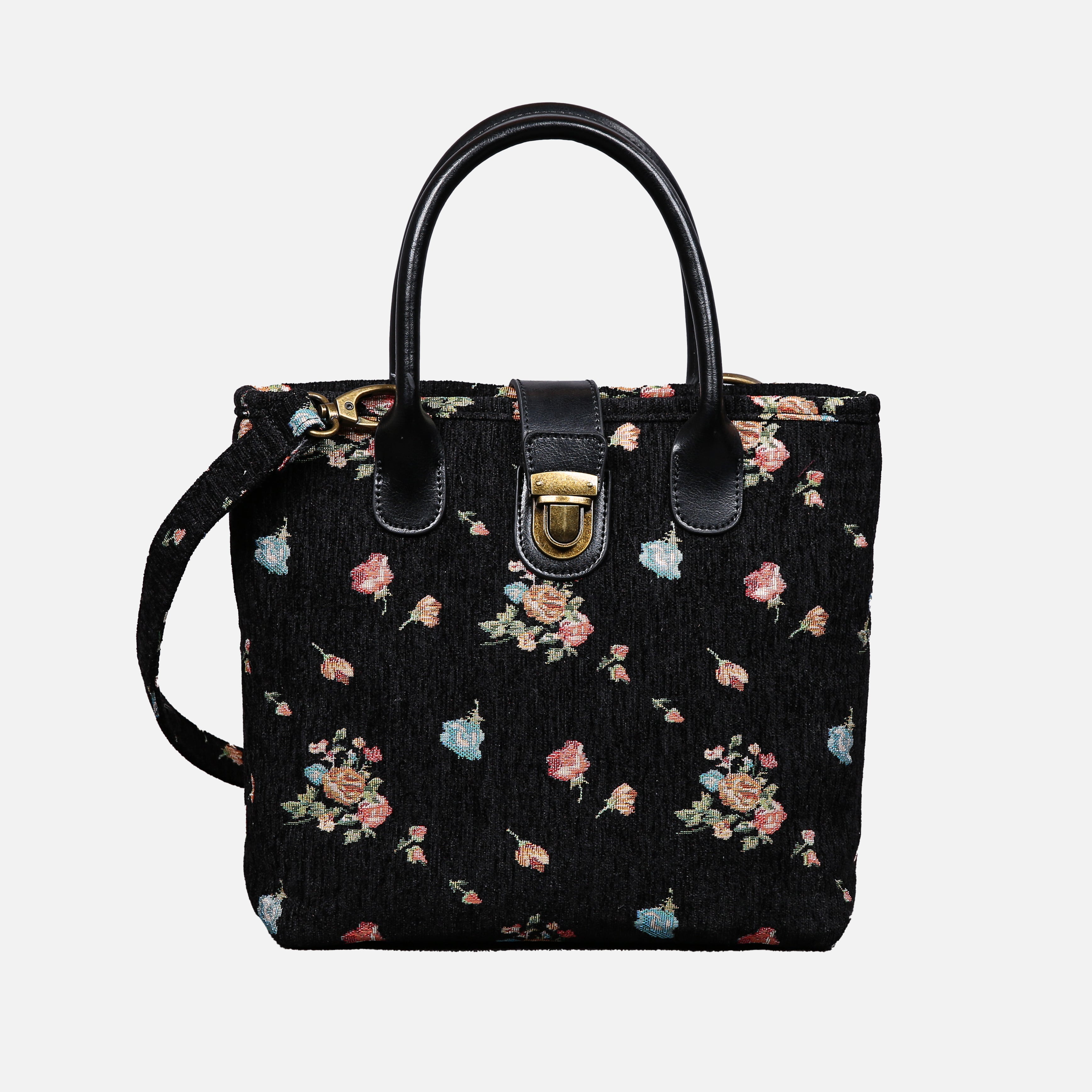 Bouquets Black Tuck Lock Carpet Satchel carpet bag MCW Handmade