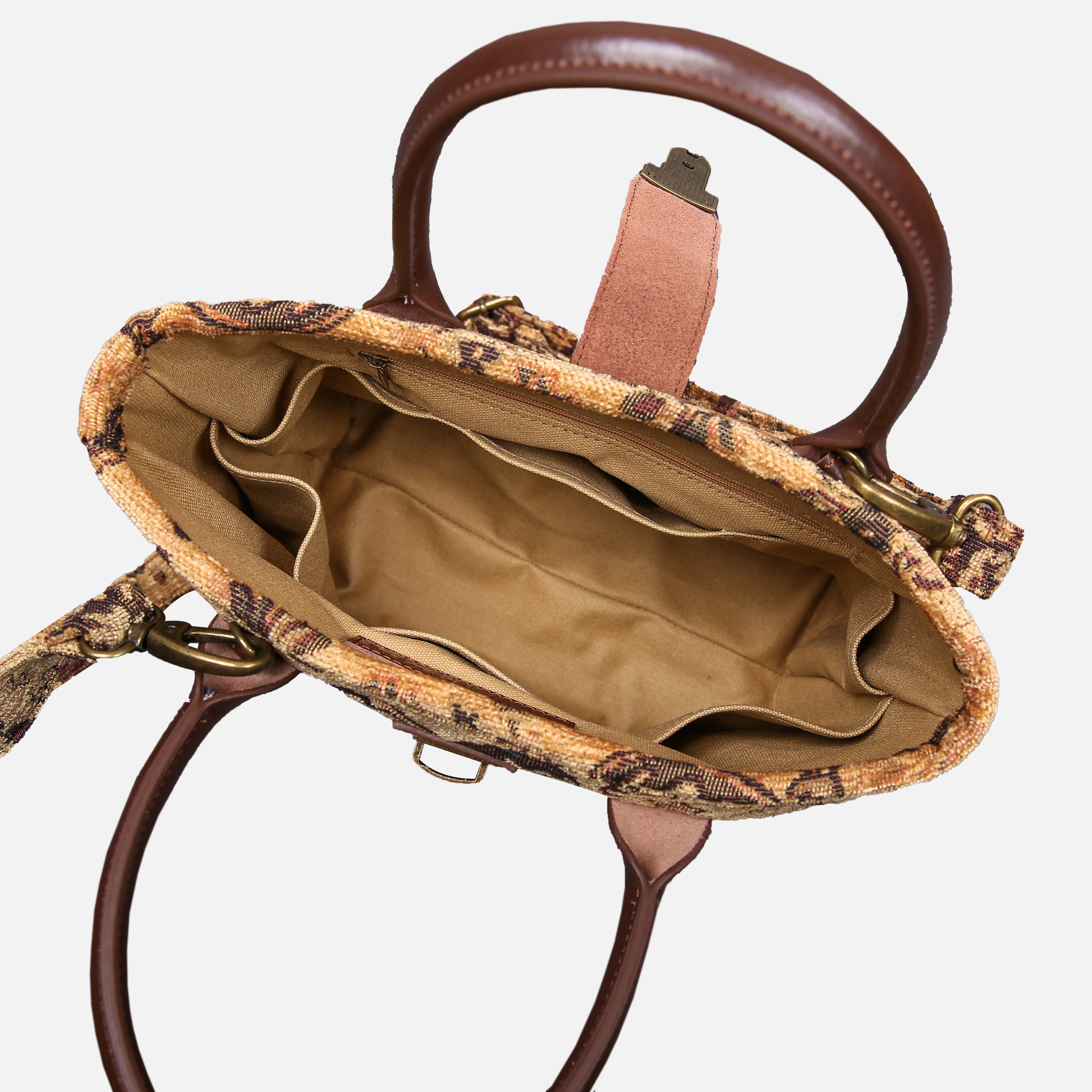 Vintage Paisley Tuck Lock Carpet Satchel carpet bag MCW Handmade-4