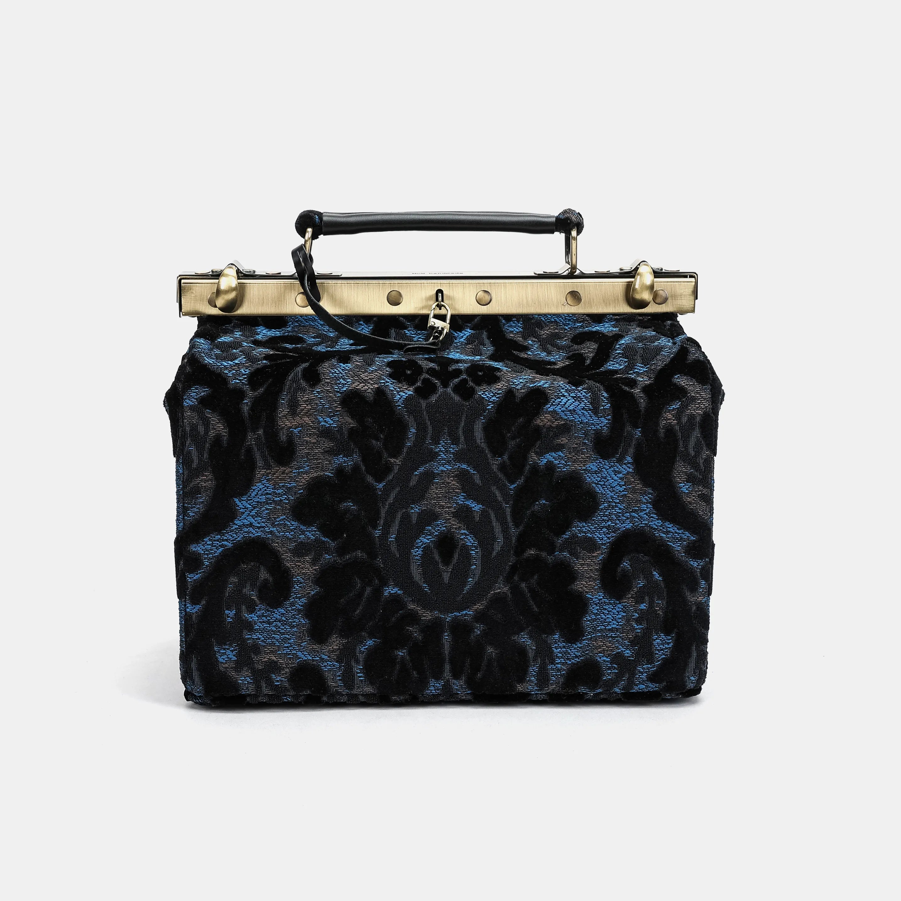 Burnout Velvet Black Vivienne Carpet Purse Gladstone Bag of America main