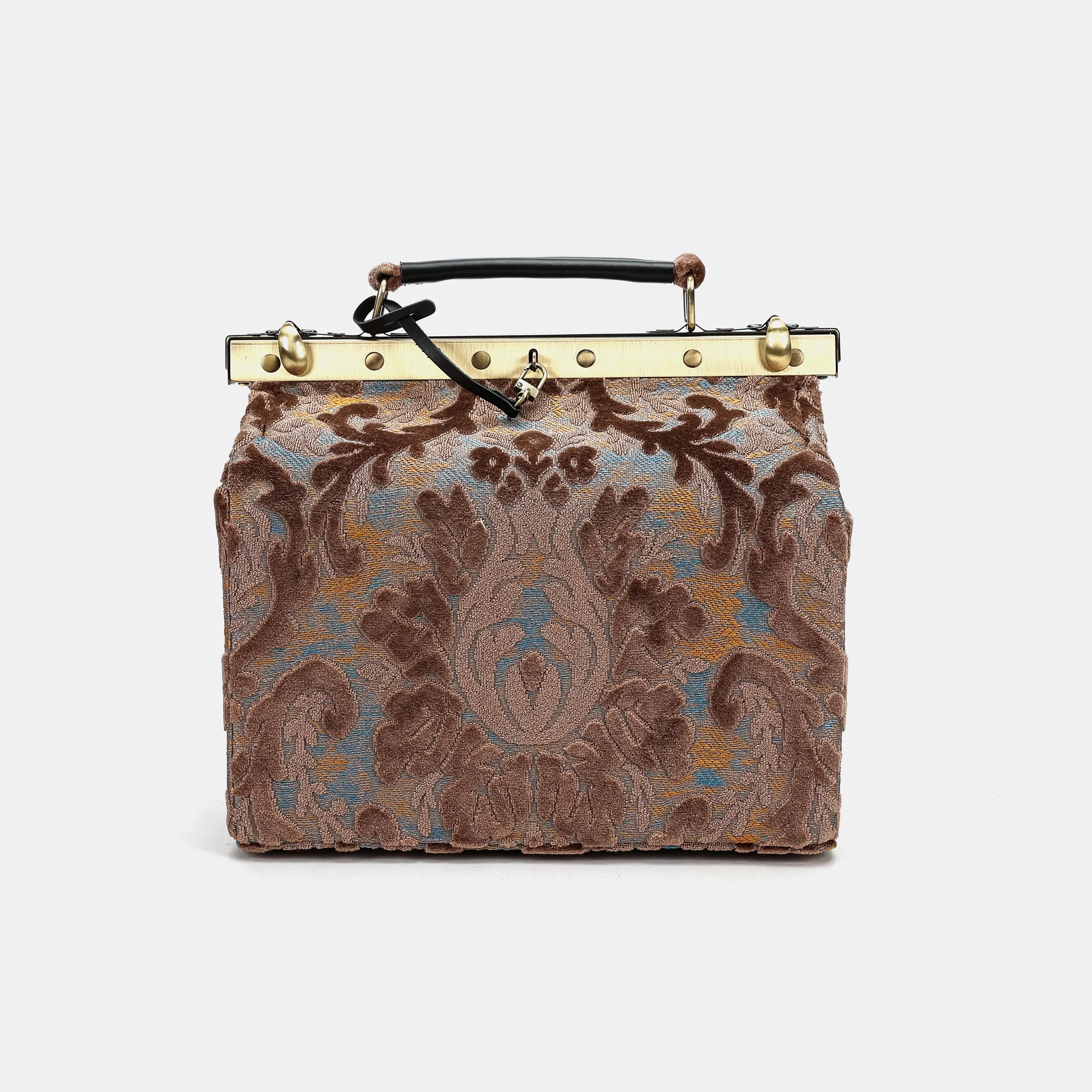Burnout Velvet Camel Vivienne Carpet Purse Gladstone Bag of America main