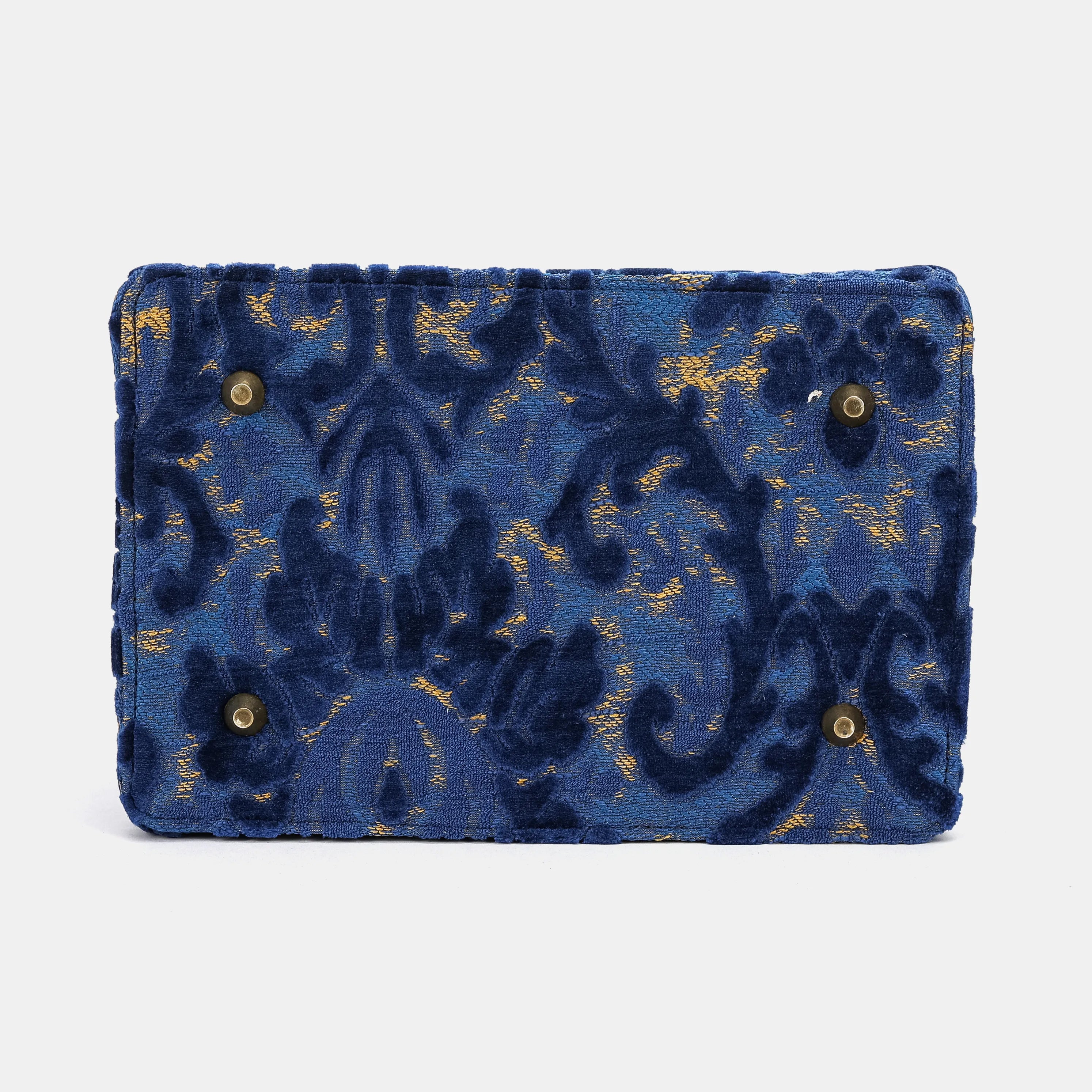 Burnout velvet Navy Vivienne Carpet Purse Gladstone Bag of America bottom