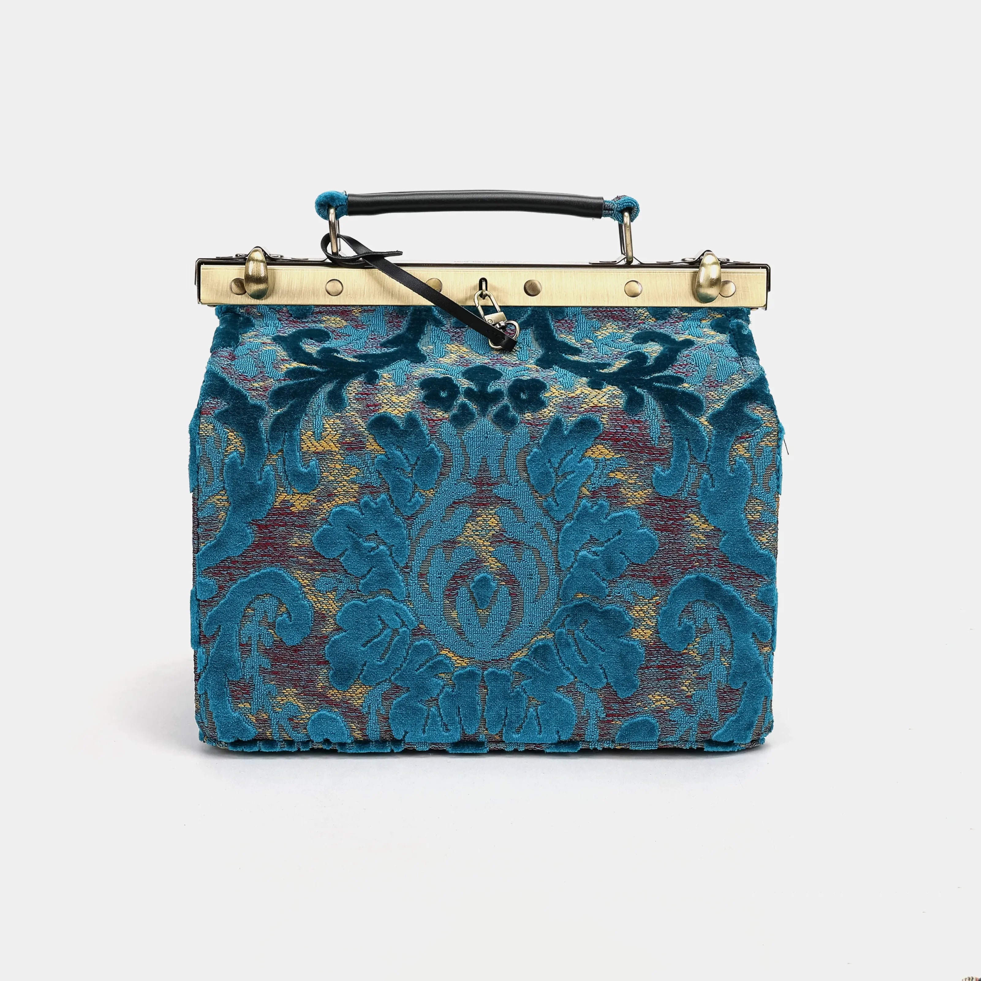 Burnout velvet Aqua Blue Vivienne Carpet Purse Gladstone Bag of America main