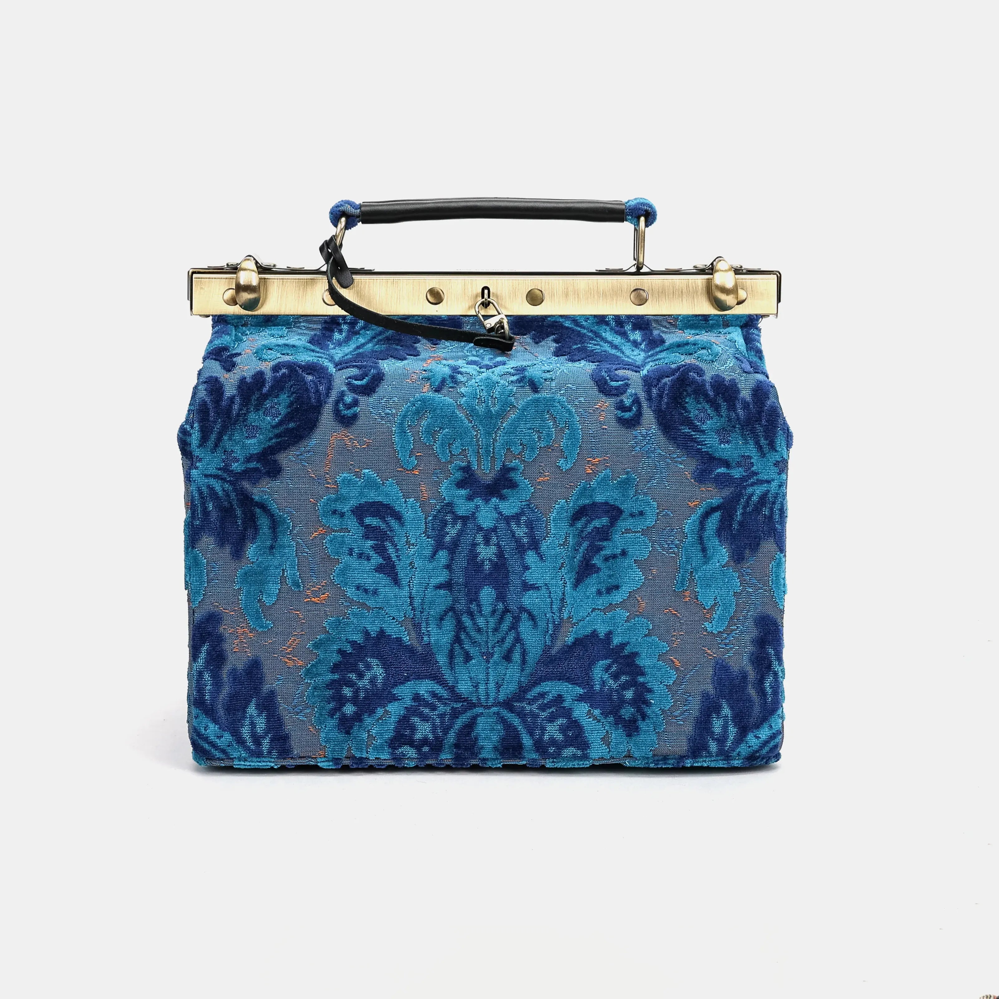 Burnout velvet Revival Aqua Vivienne Carpet Purse Gladstone Bag of America main