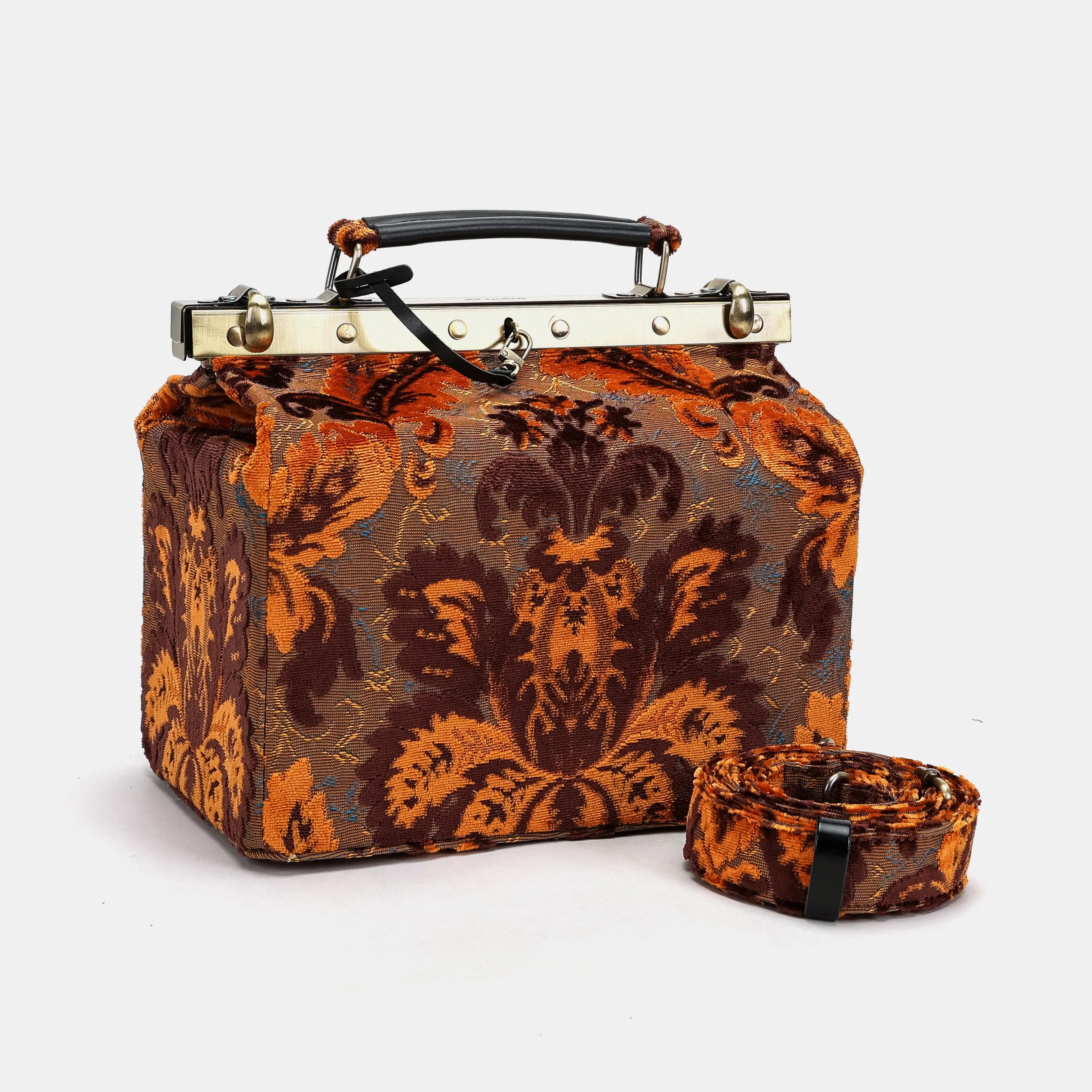 Burnout Velvet Revival Sienna Vivienne Carpet Purse Gladstone Bag with shoulder strap