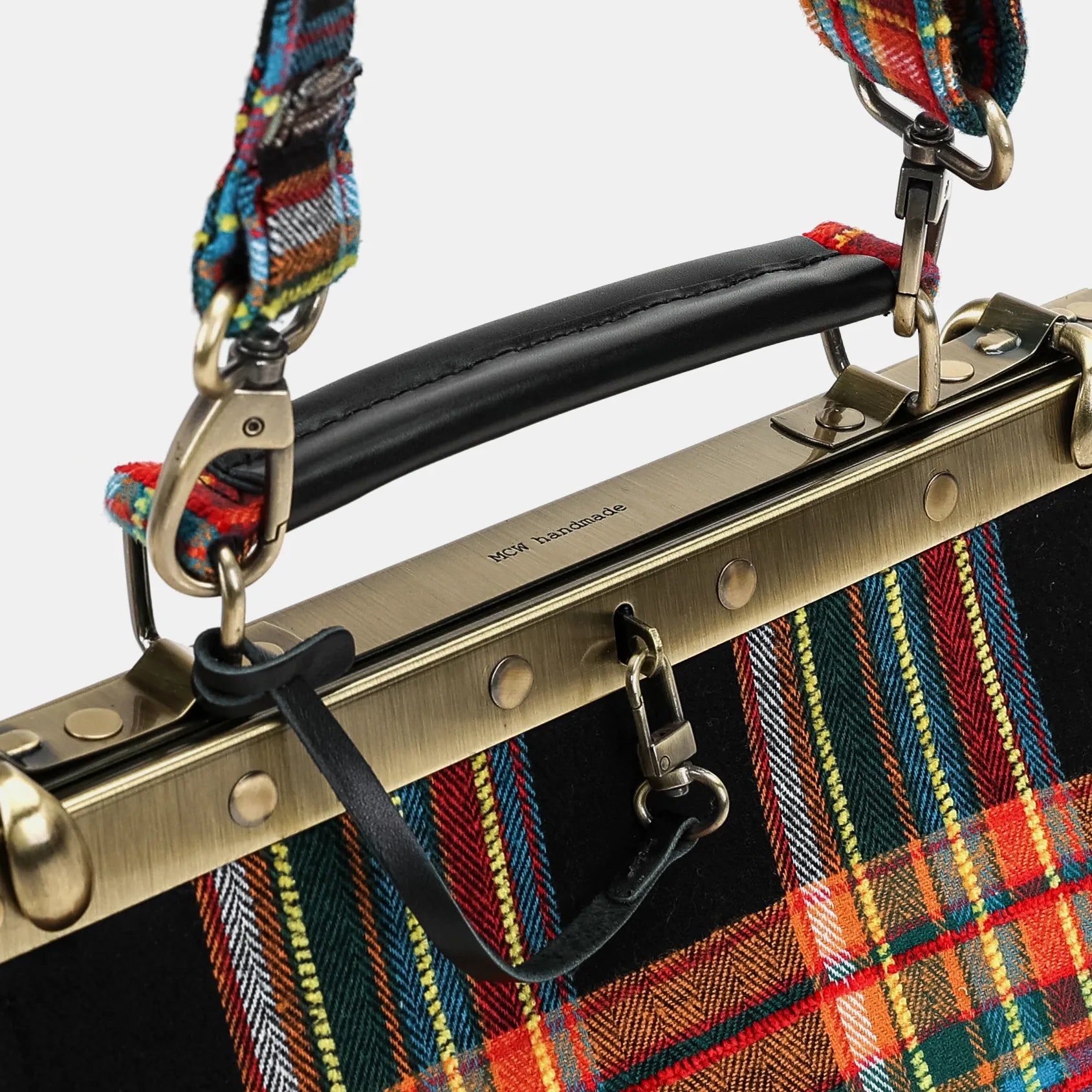 Tartan Stewart Black Cecile Carpet Purse Gladstone Bag of America handle