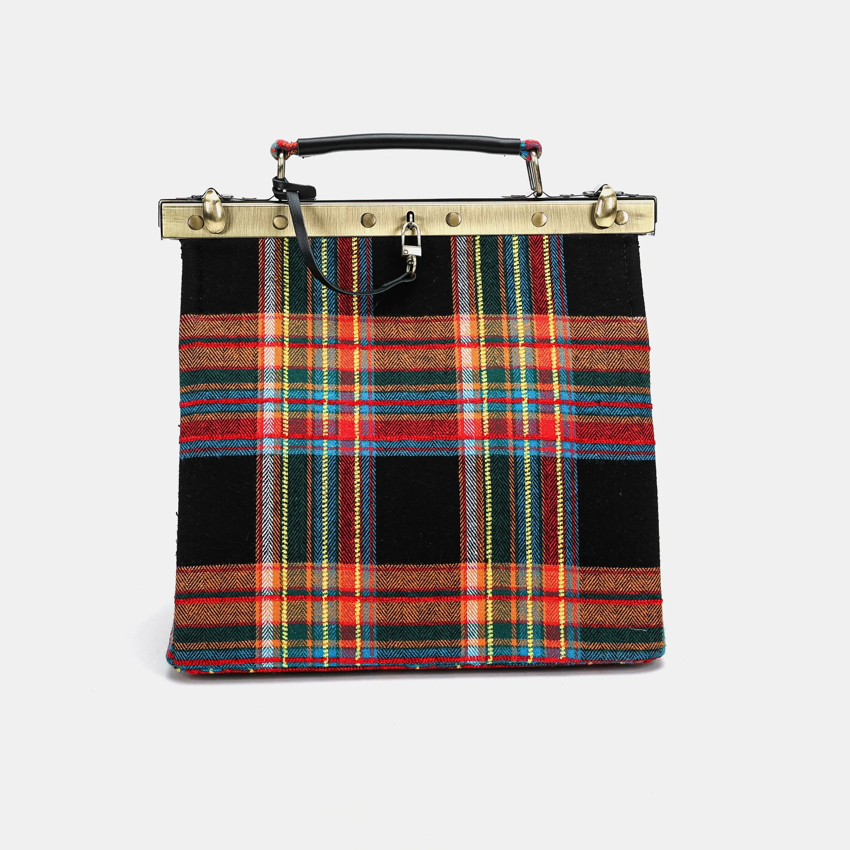 Tartan Stewart Black Cecile Carpet Purse Gladstone Bag of America main