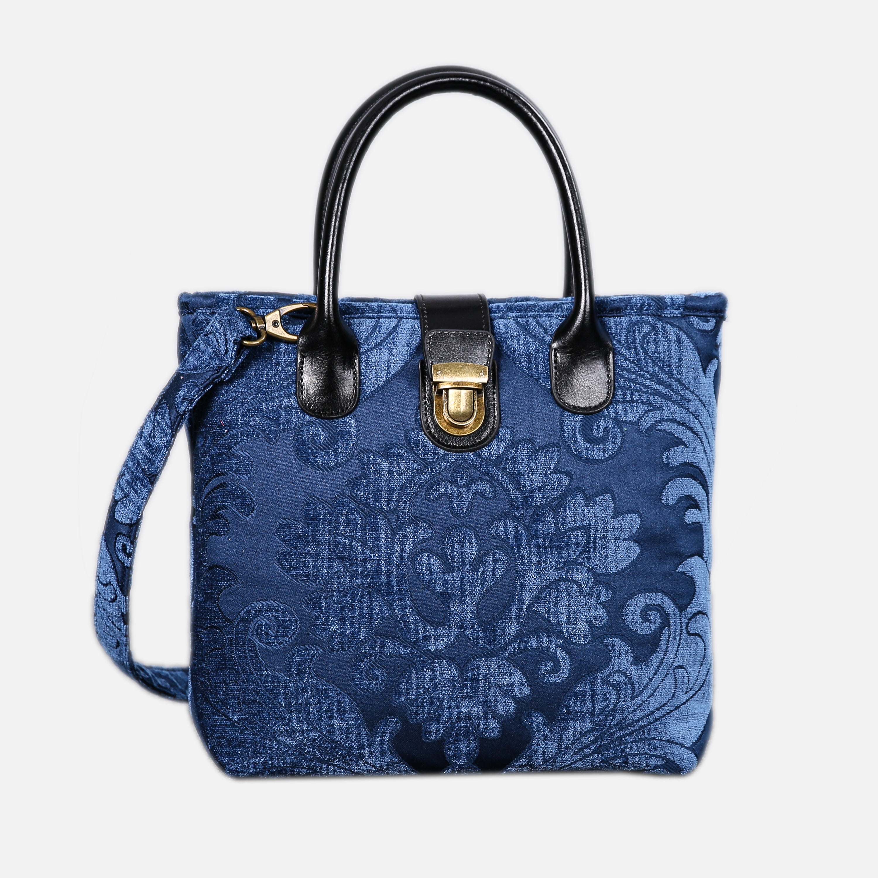 Queen Royal Blue Tuck Lock Carpet Satchel carpet bag MCW Handmade