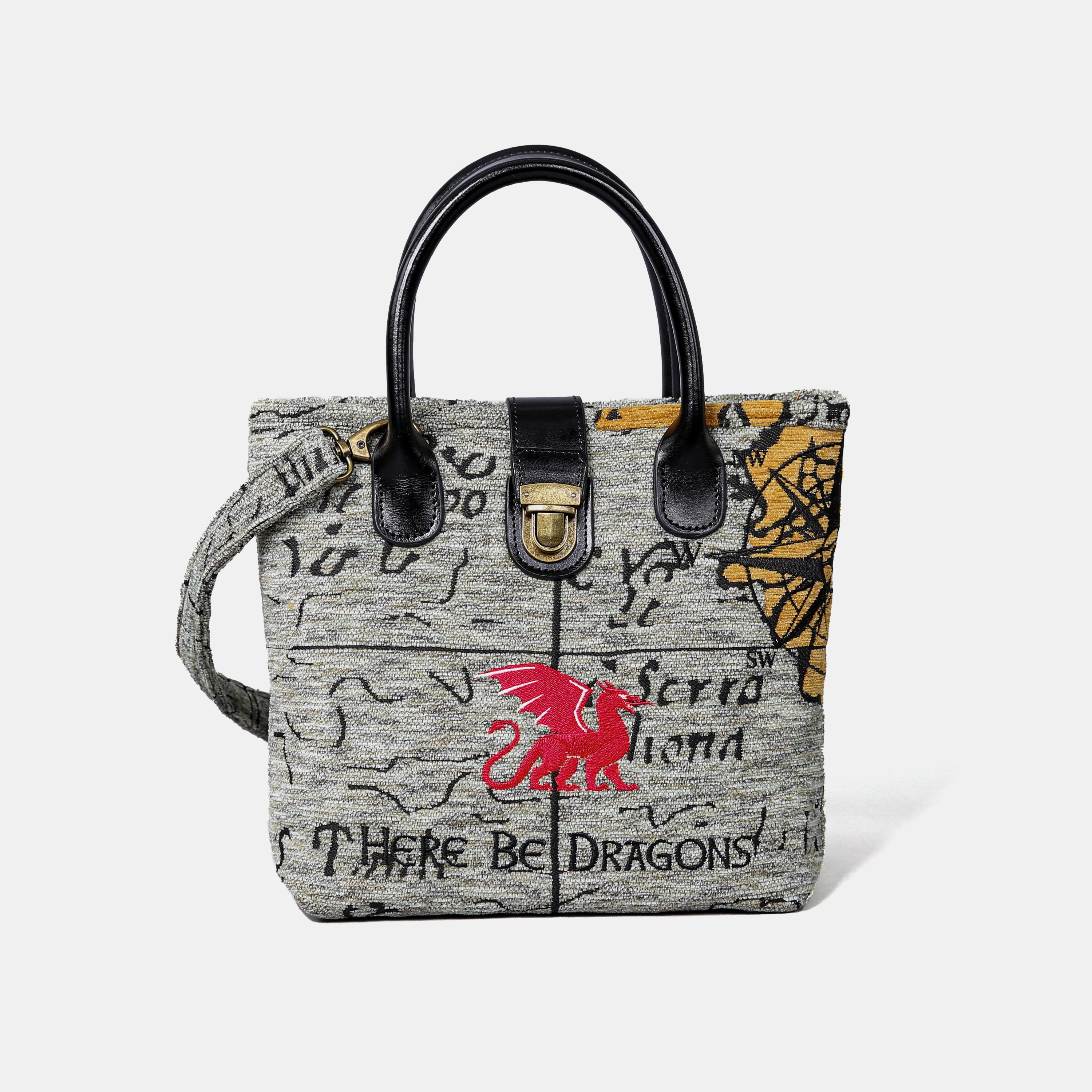 Here Be Dragons Tuck Lock Carpet Satchel carpet bag MCW Handmade